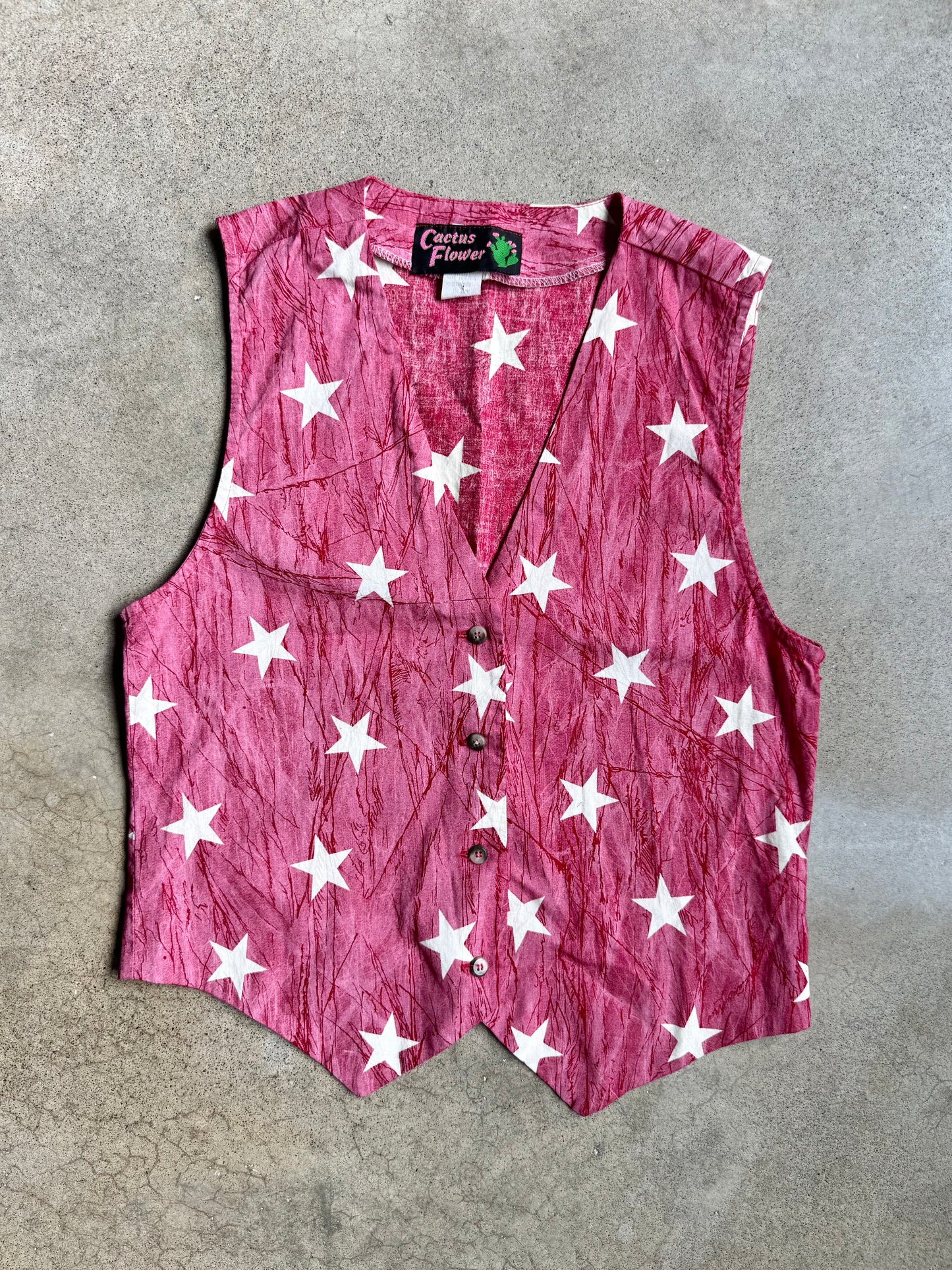 Vintage Cactus Flower Red & White Star Pattern Two-Piece Set