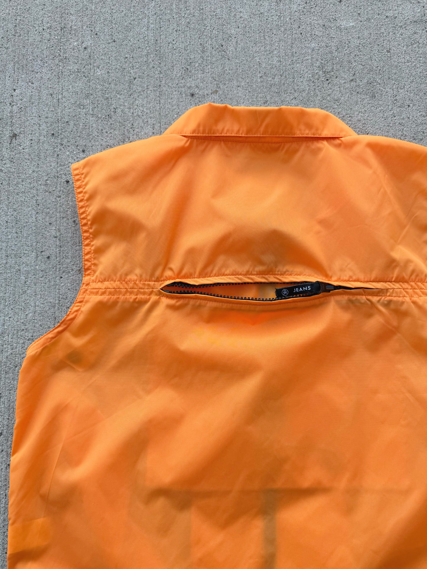 Y2K Calvin Klein Orange Nylon Windbreaker Zip Up Vest | Medium