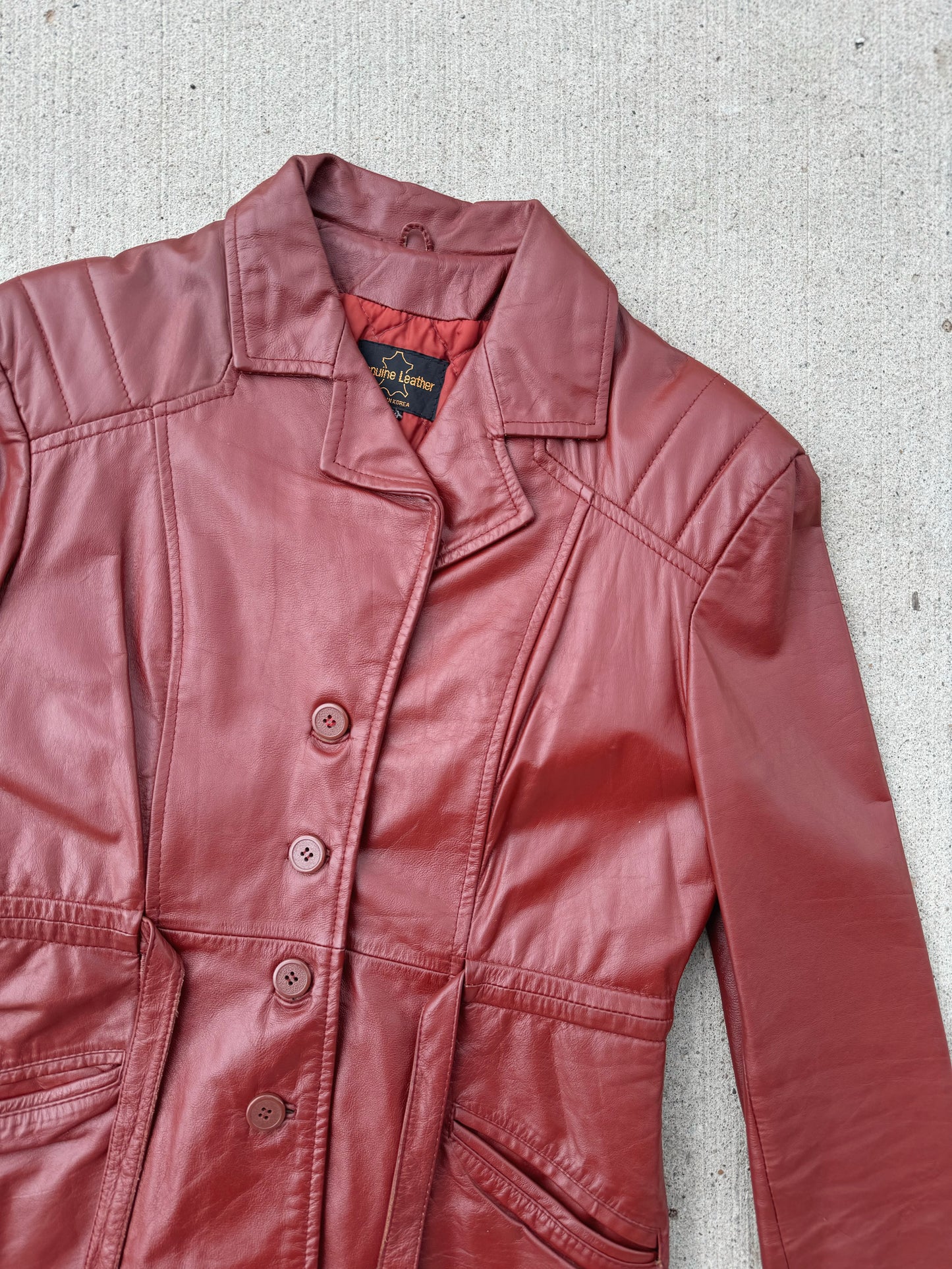 Vintage 1970s Tie Waist Buttoned Leather Jacket