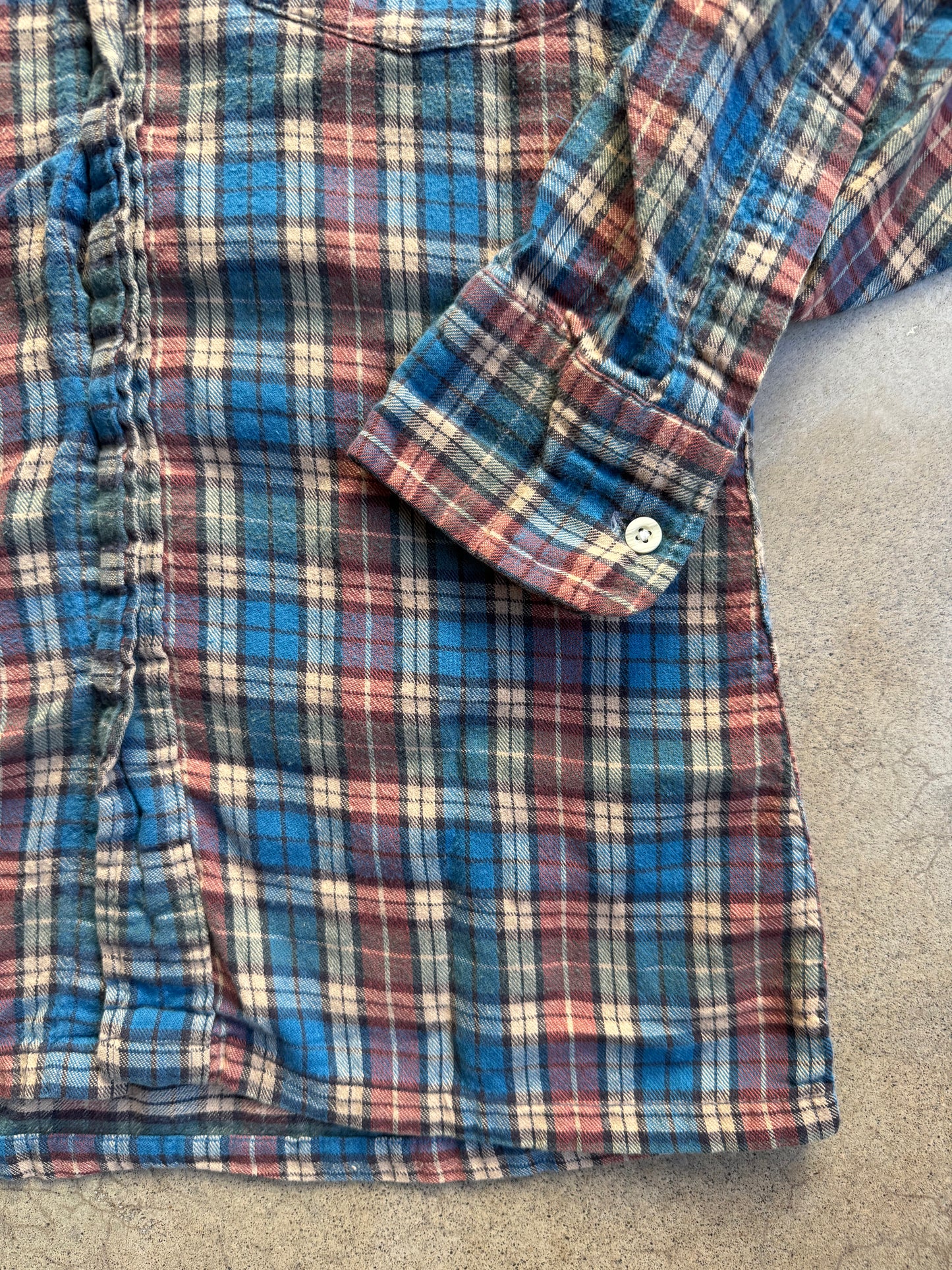 Vintage 1960s Saks Fifth Ave "Saks Flannel" Blue Plaid Cotton Flannel | Small