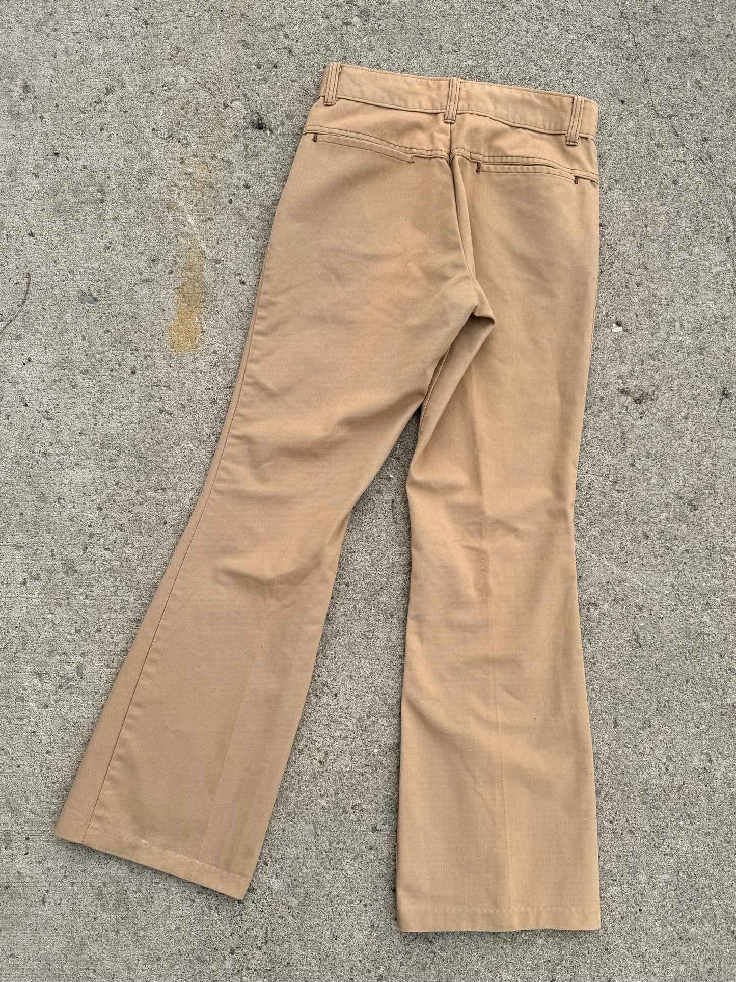 Vintage 1970s Sears Khaki Mid-Rise Bell Bottom Trousers | Waist 29”