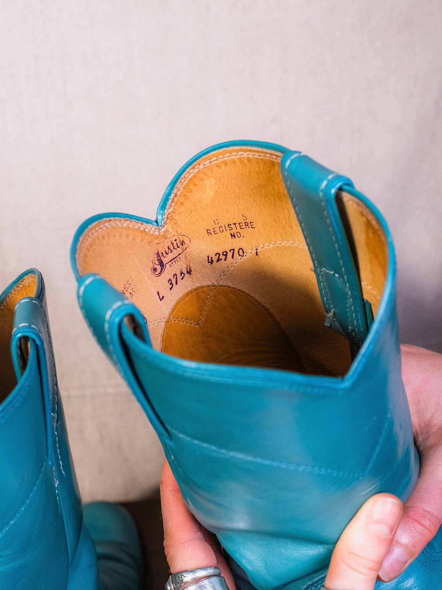Vintage Justin Turquoise Leather Western Roper Boots | Women’s 7.5