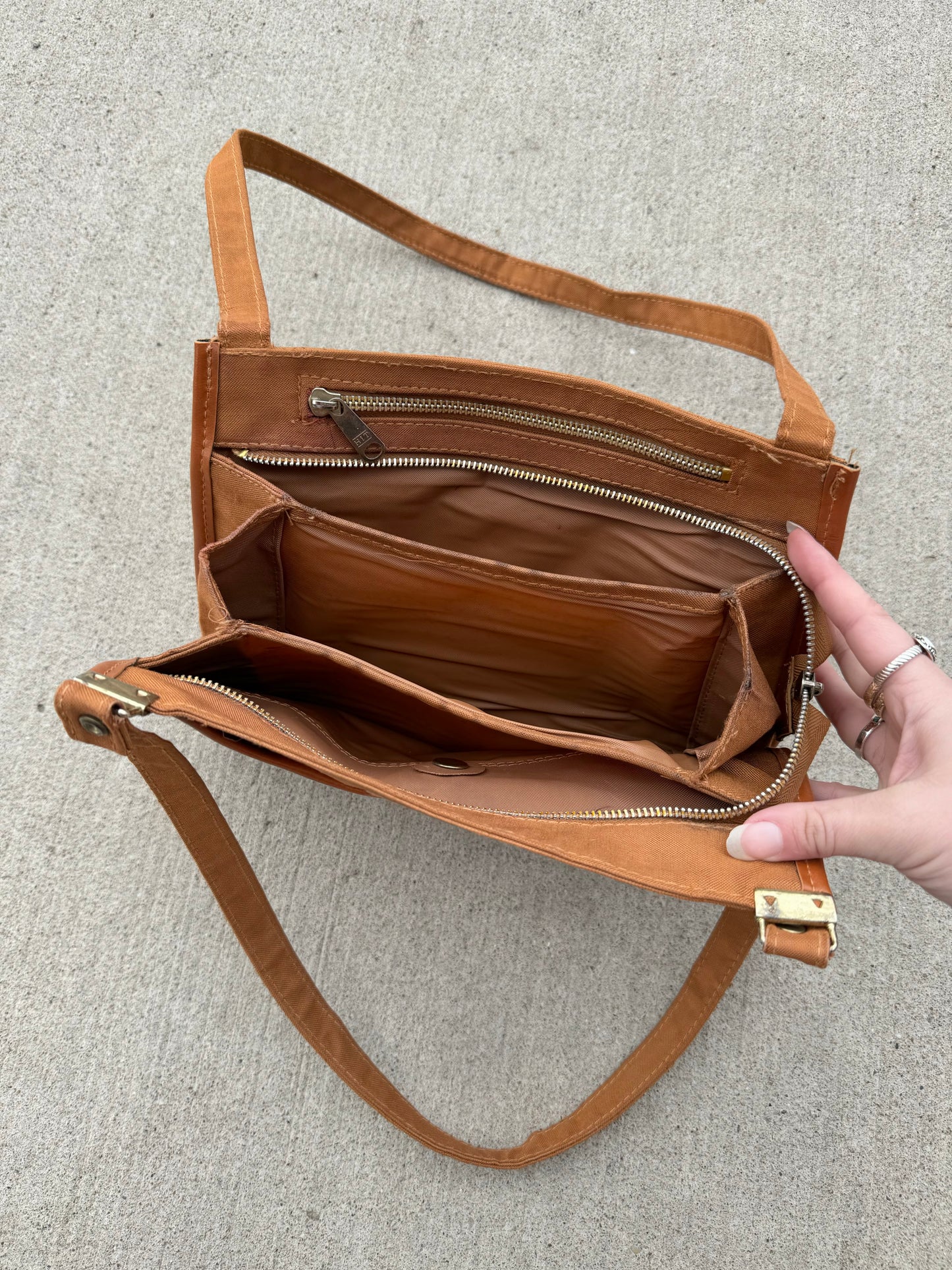 Vintage Kangaroo Tan Canvas Shoulder Bag