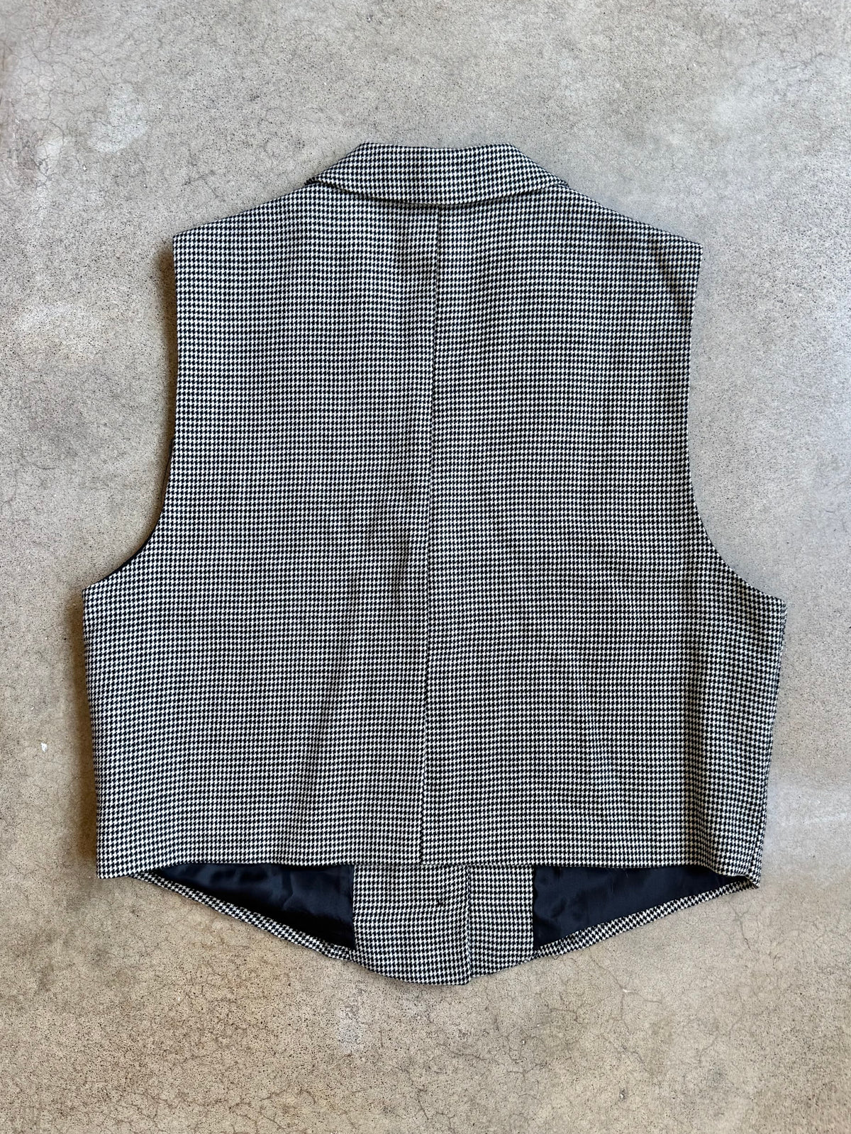 Vintage 1990s Harvé Benard Houndstooth Wool Vest | Large