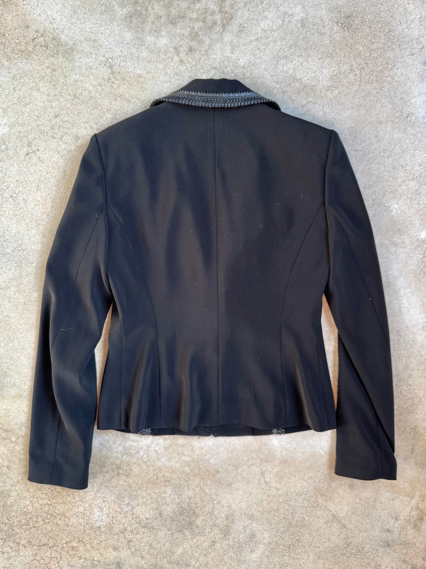 Vintage 1990s Caché Black Whipstitch Trim Suit Jacket | Small