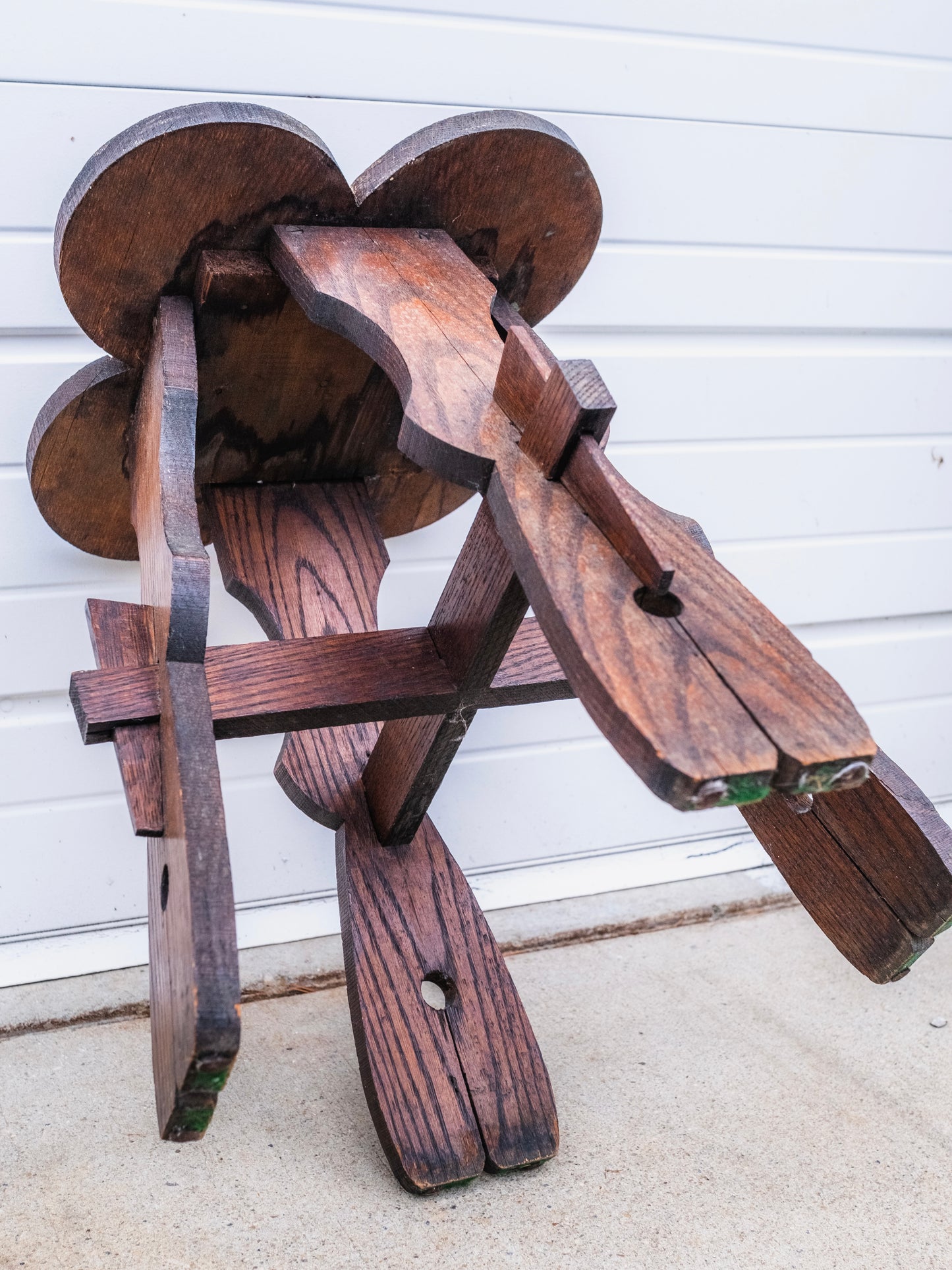 Antique 1920s Arts & Crafts Handmade Clover Shaped Wooden Table