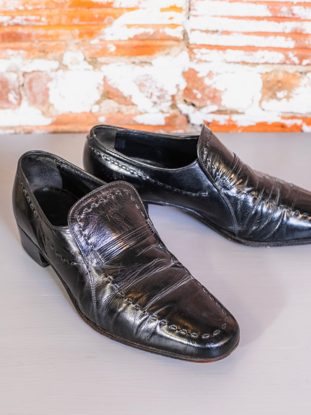 Vintage 1970s/80s Florsheim Designer Collection Black Leather Dress Loafers | Men’s 10.5