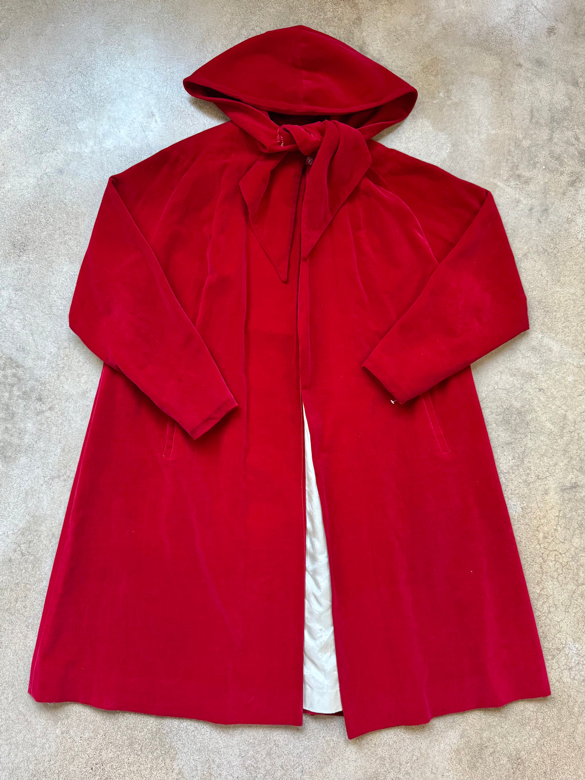Vintage 1950s Sun Cloud by Harris Red Velvet Hooded Coat | Large
