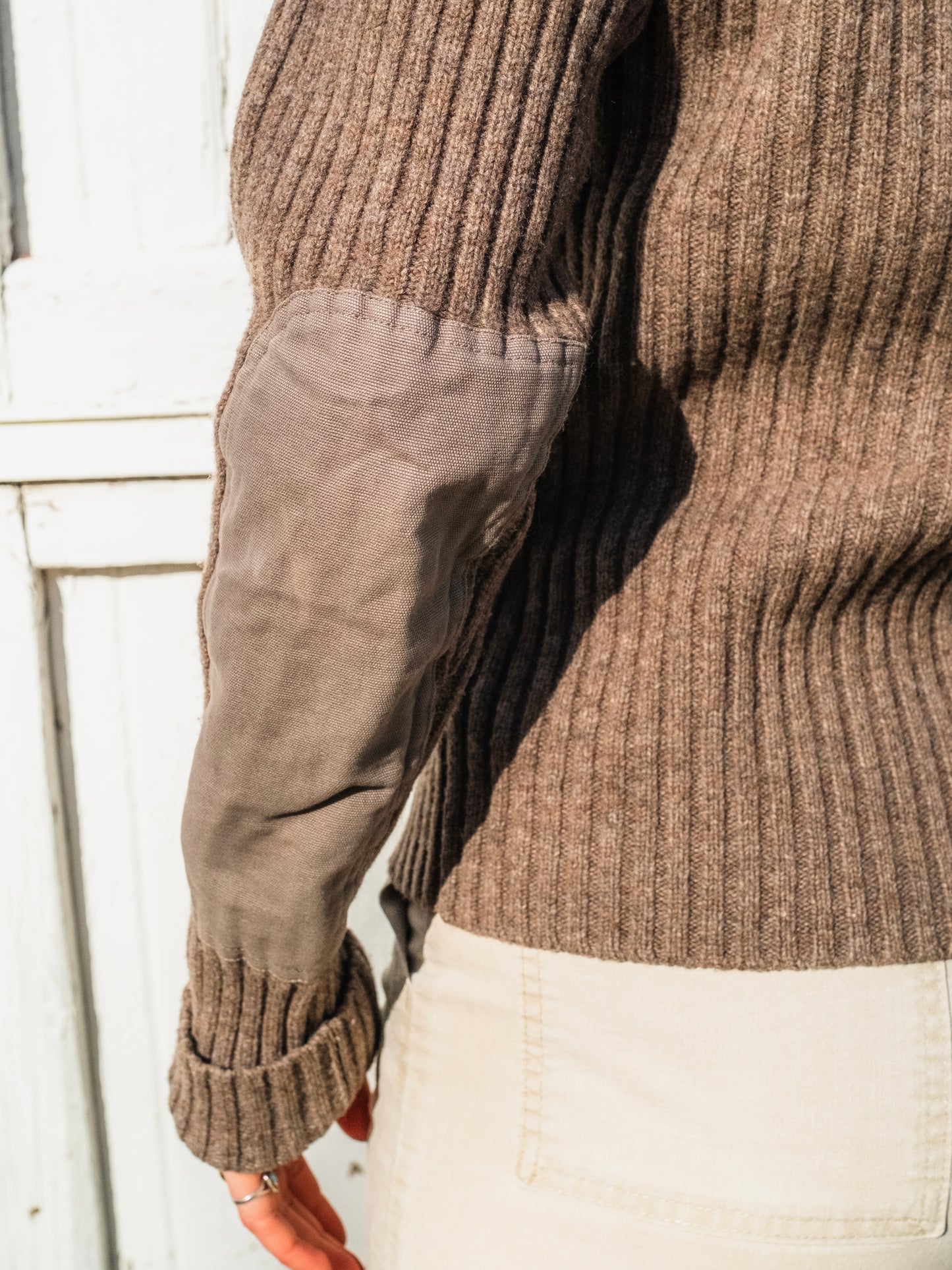 Vintage 1990s L.L. Bean Brown Military-Style Merino Wool Sweater | Small