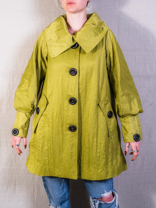 Vintage 1990s Design Today’s Green Metallic Swing Jacket | Small