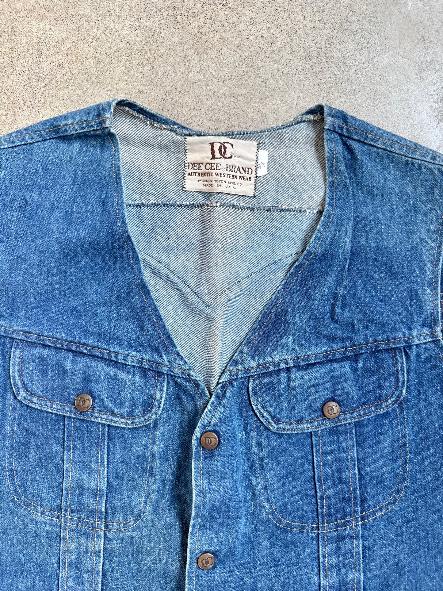Vintage 1970s Dee Cee Western Denim Vest | 3XL