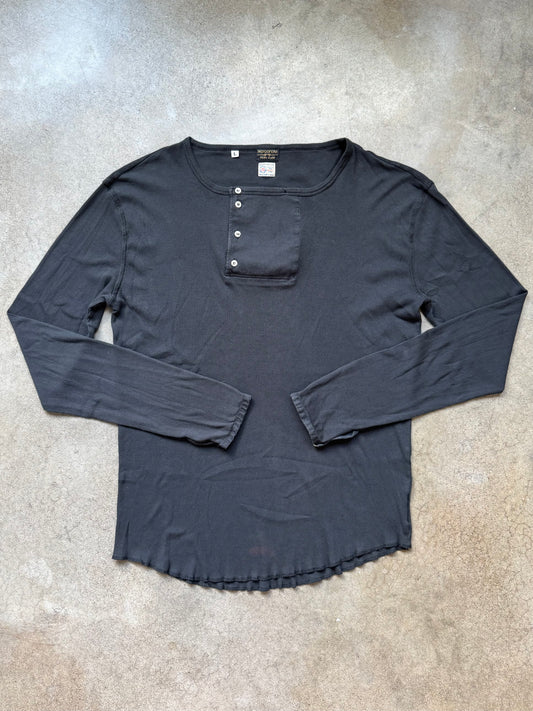 Indigofera “Hank” Supima Cotton Ribbed Asymmetric Henley Shirt | Large