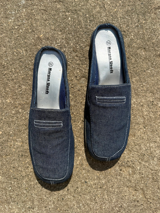 Vintage 1990s Morgan Woods Denim Slip-On Shoes | Women’s 10