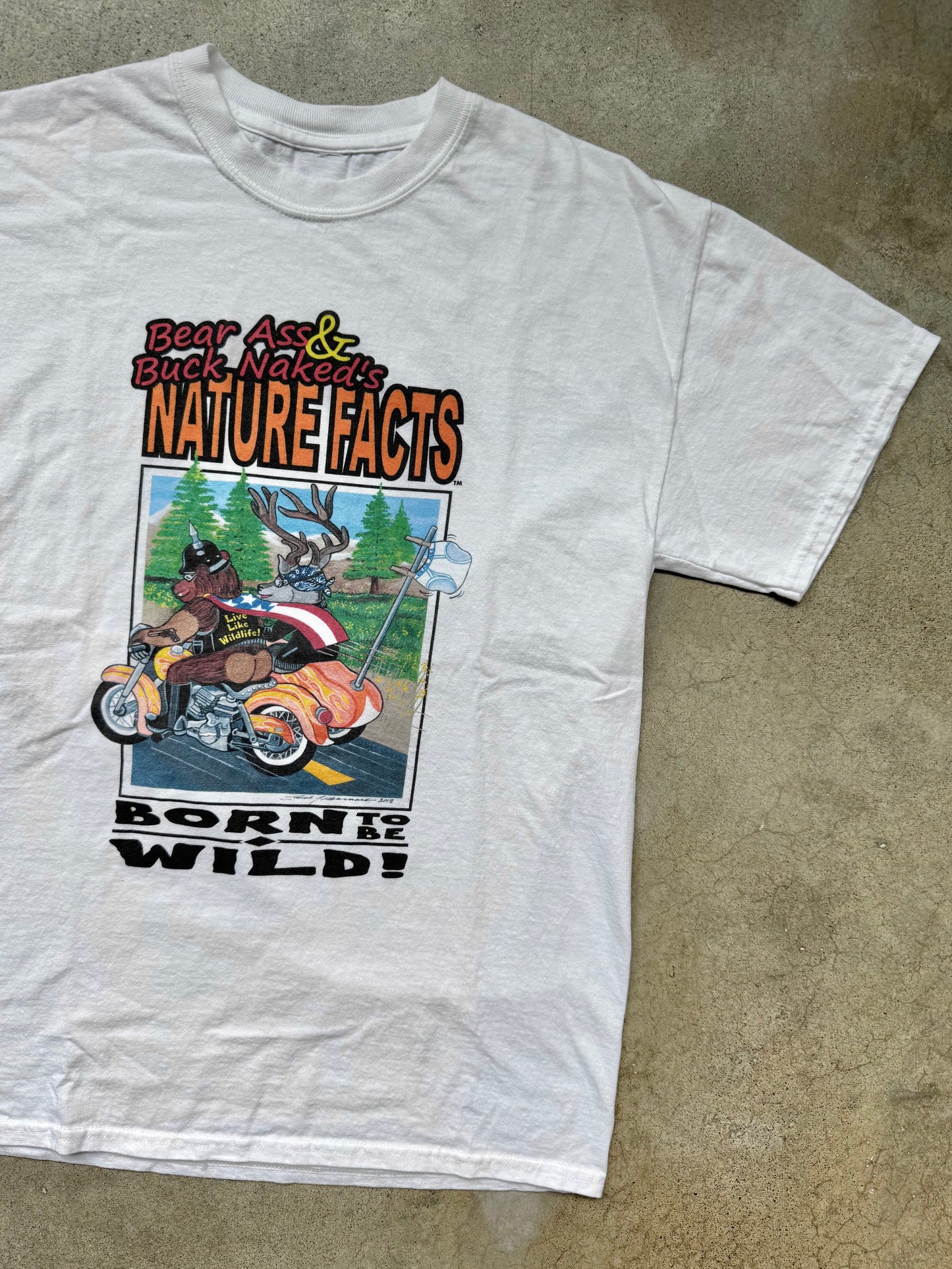 Bear Ass & Buck Naked’s Nature Facts “Born to be Wild” Graphic Tee | M/L