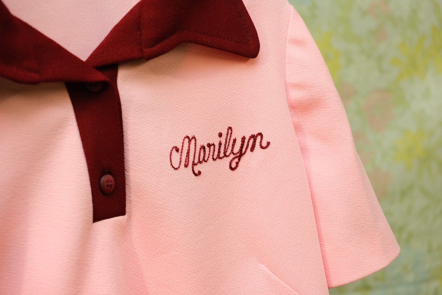 Vintage Hill & Hamilton Marilyn Chainstitch Pink Bowling Shirt