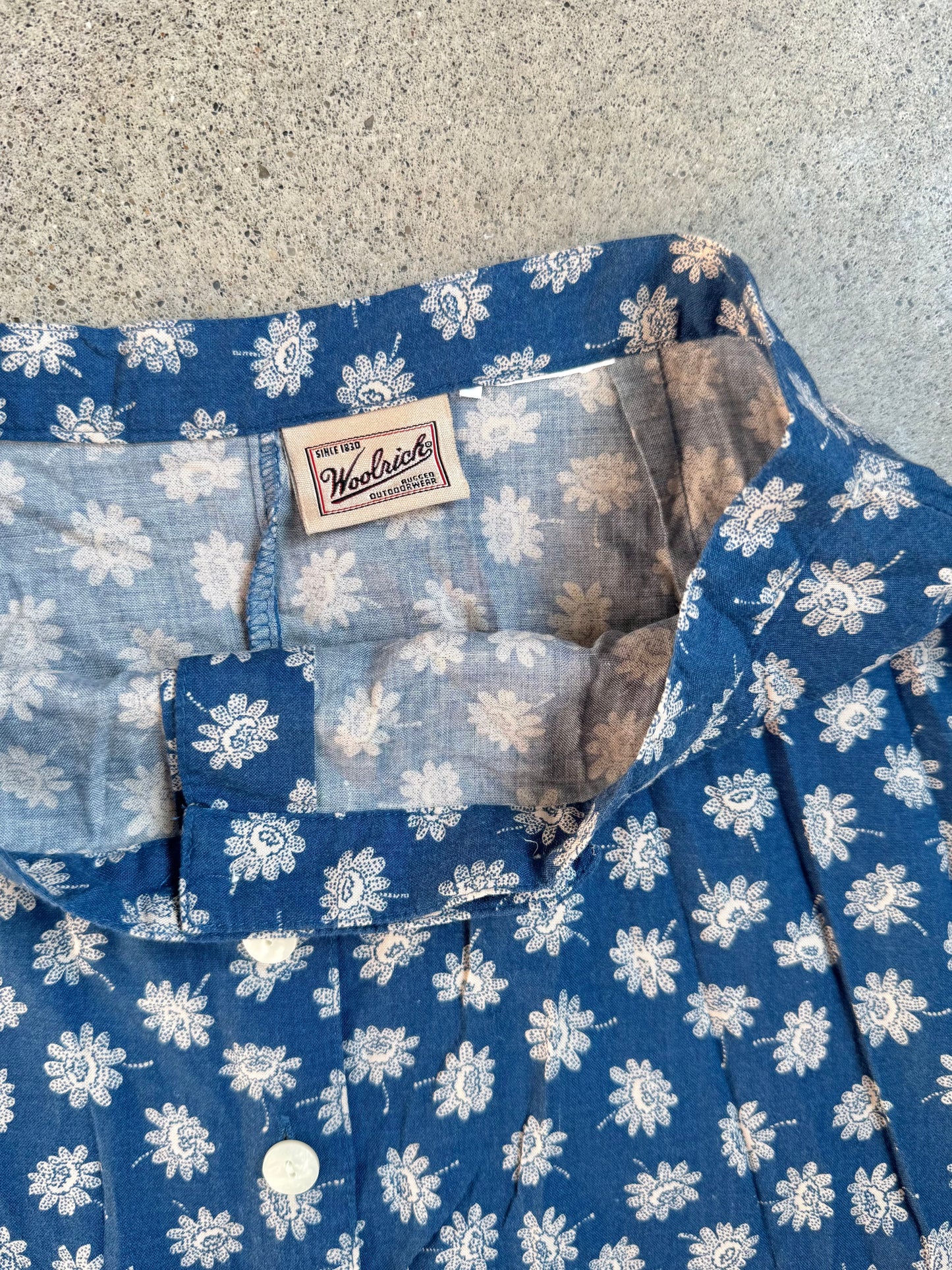 Vintage Woolrich Blue Floral Print Button-Front Maxi Skirt | Waist 26”