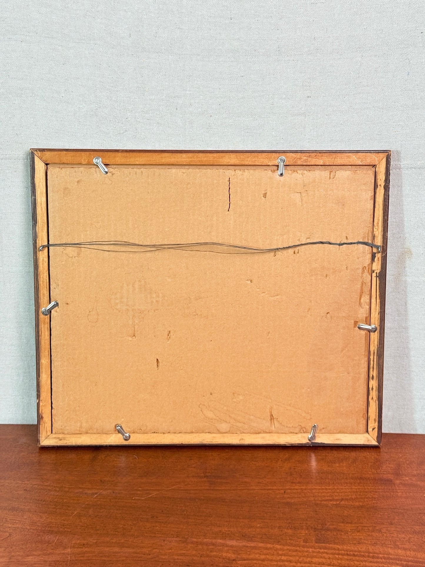 Vintage 1940s Wood Framed Peach Colored Roses Still Life Artwork
