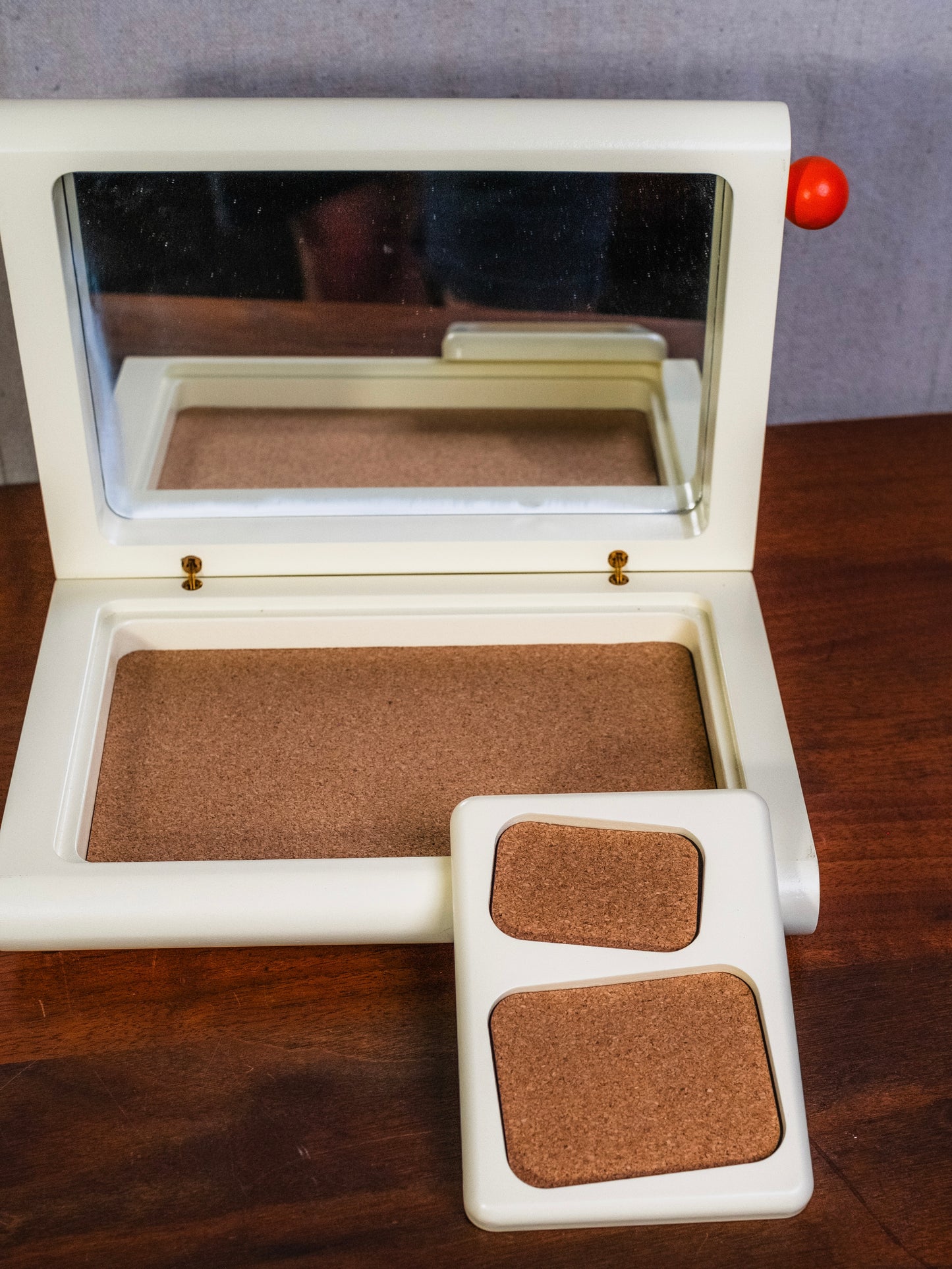 Areaware “Jewely” Cream & Orange Cork-Lined Jewelry Box