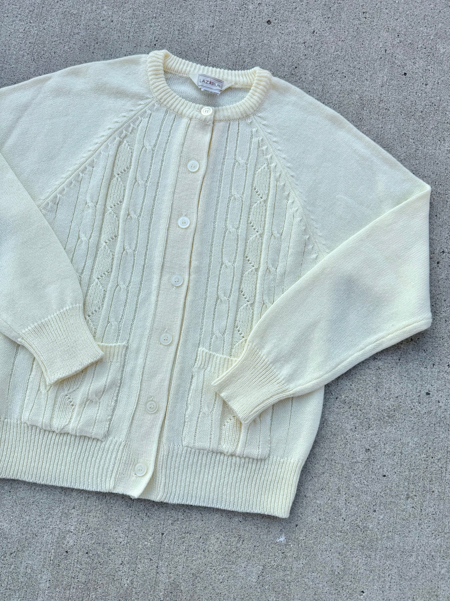 Vintage 1980s Lazarus Cream Buttoned Cardigan | Medium