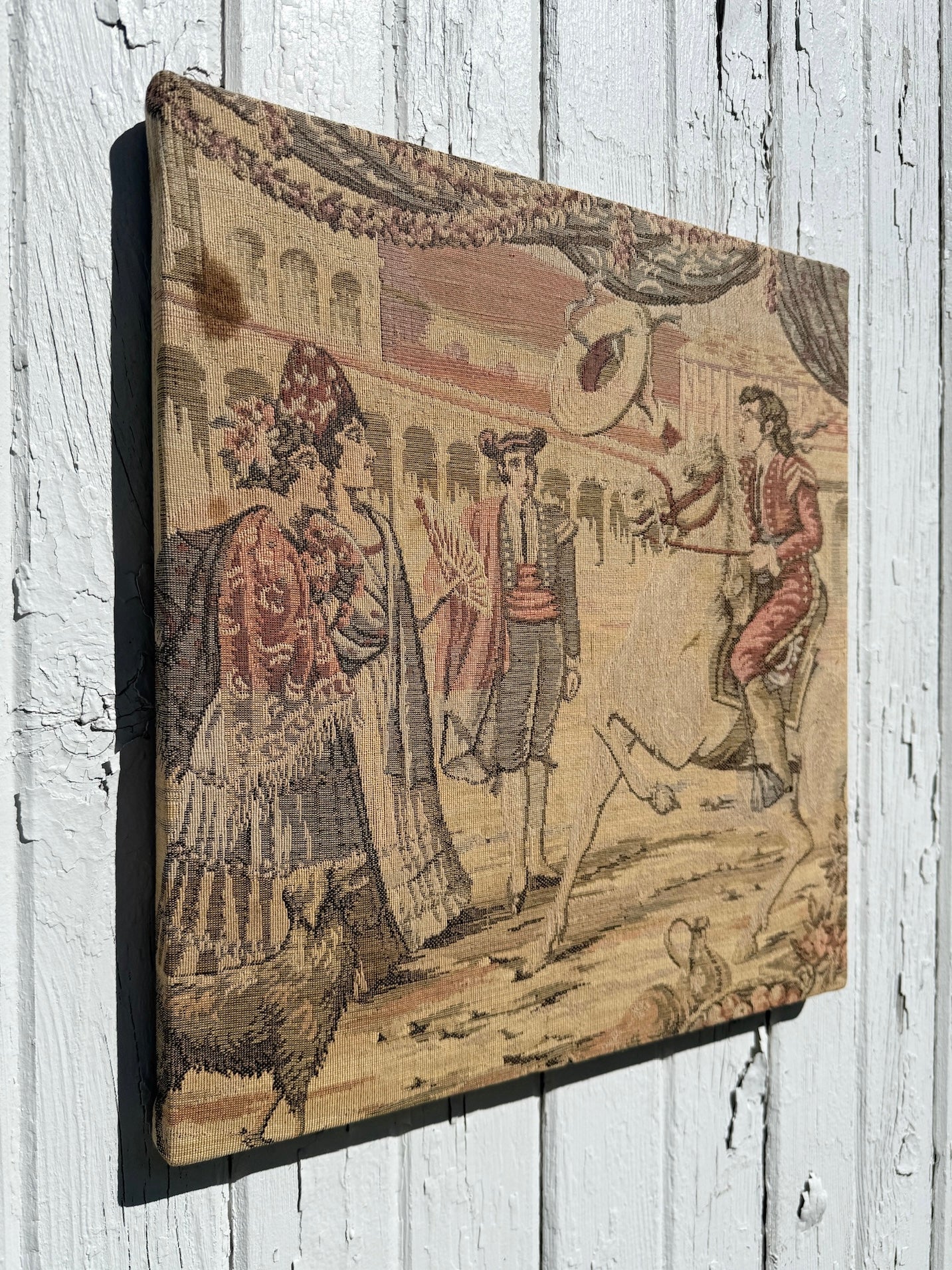 Vintage 1970s Mexico Streetscape Tapestry Art