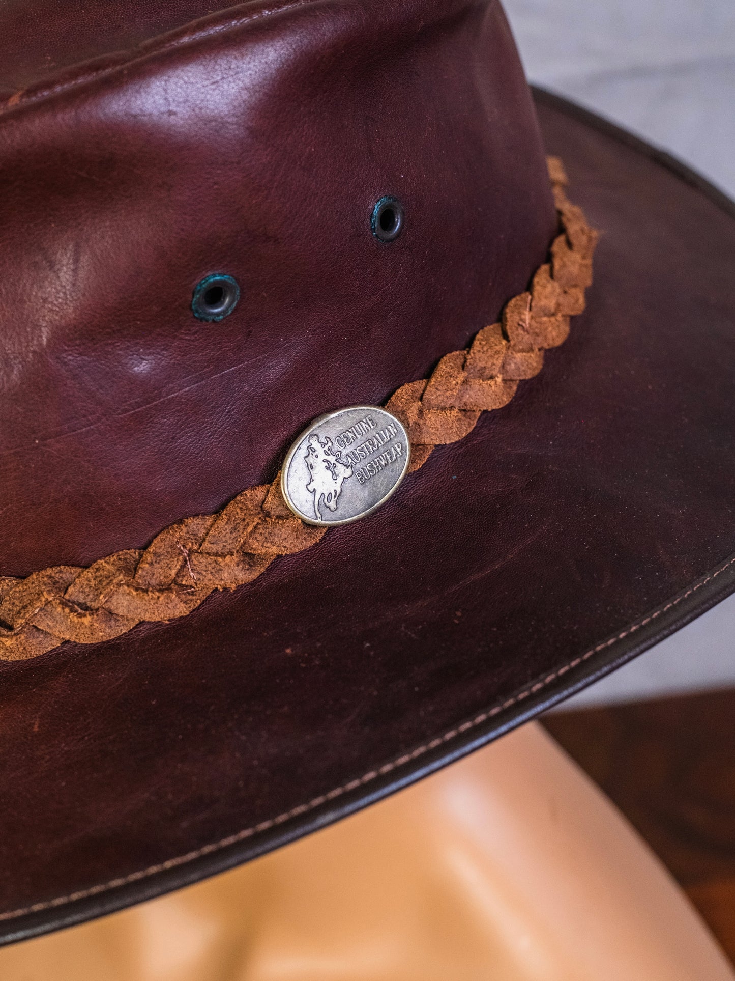 Vintage 1990s Australian Bushwear Brown Leather Hat