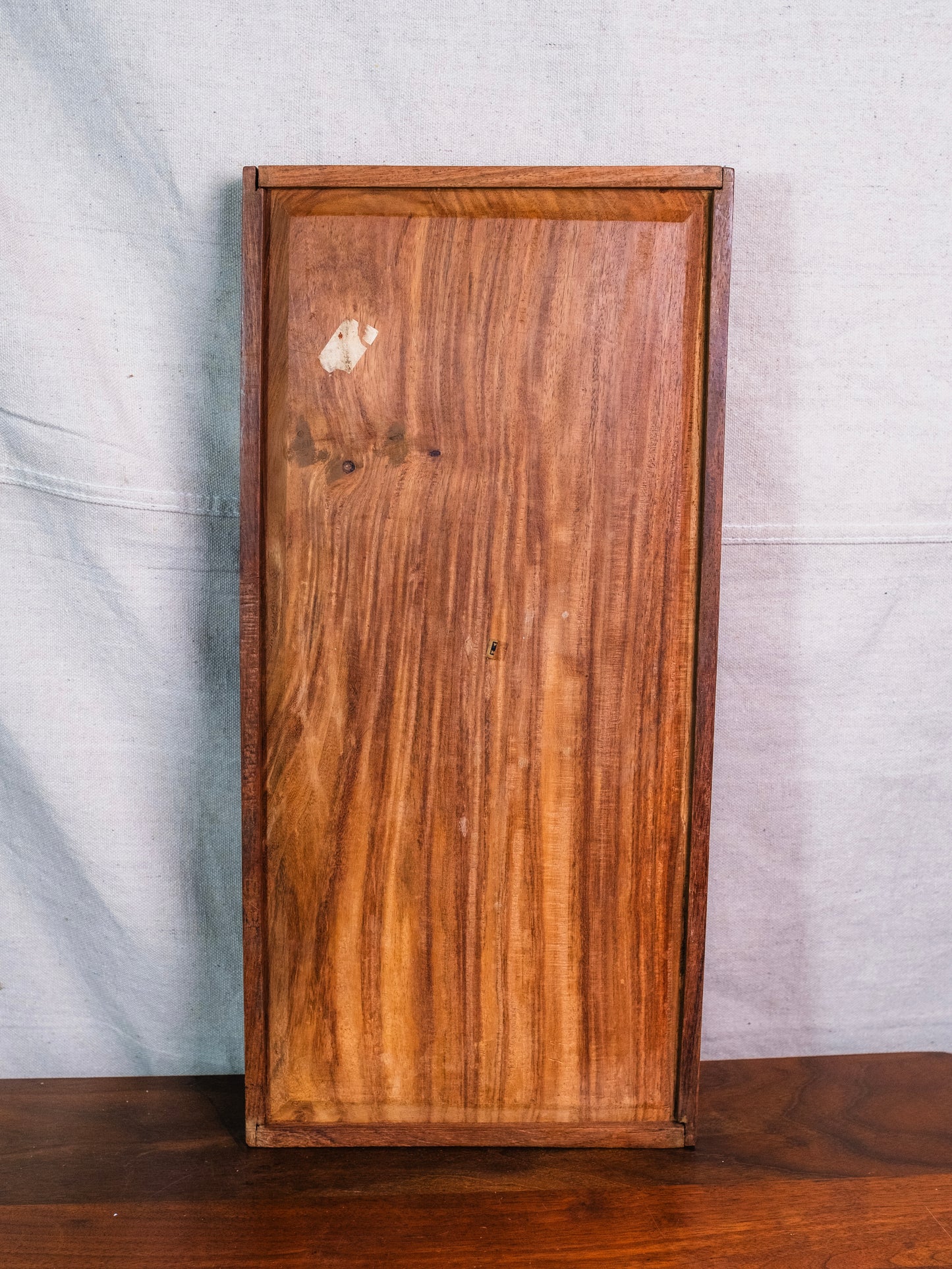 Vintage 1950s Teakwood Brass Inlay Floral Pattern Serving Tray