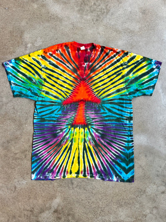 Vintage 1970s Fruit of the Loom Handmade Tie-Dye Mushroom Tee | XL