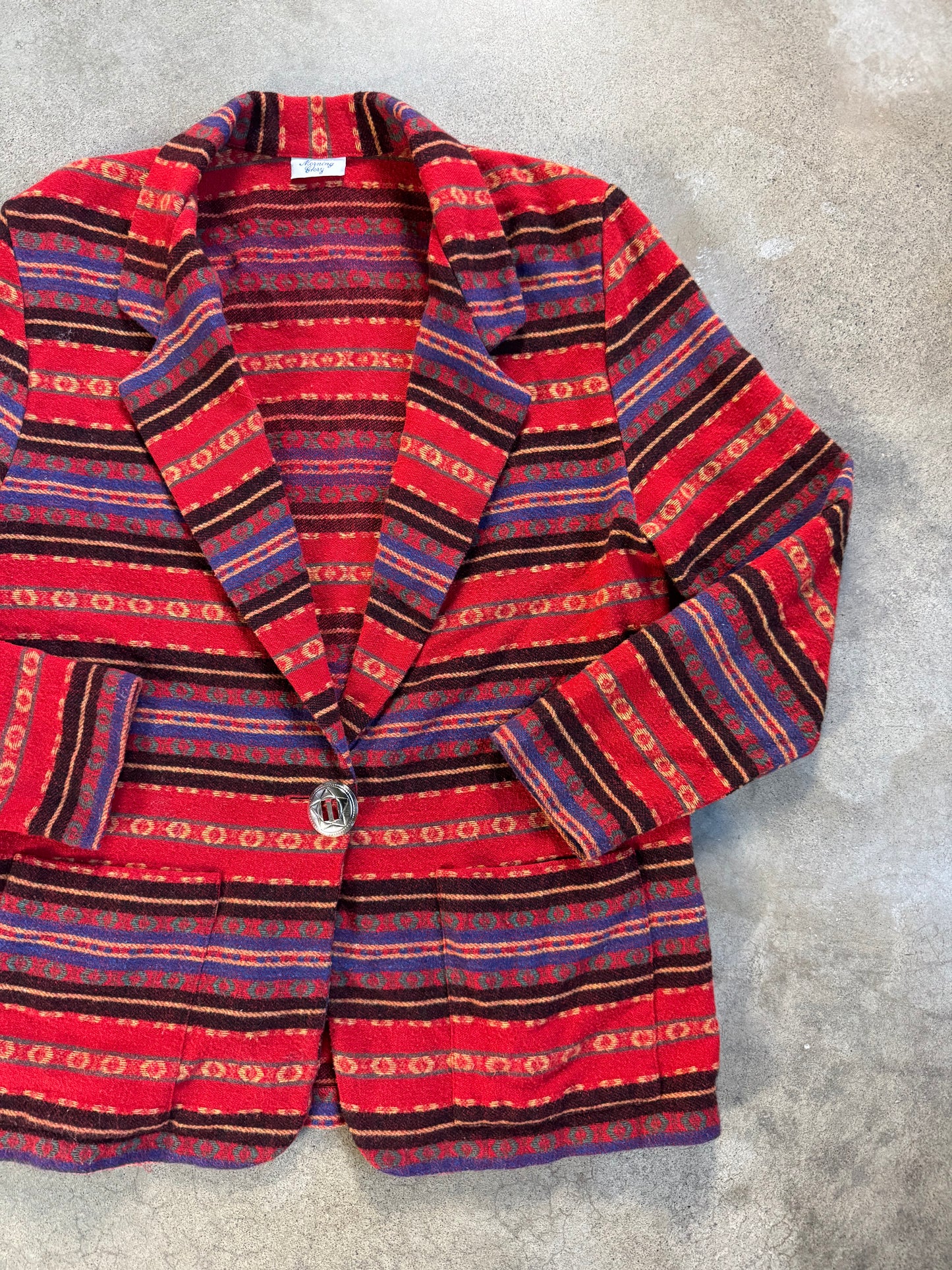 Vintage 1980s Morning Glory Southwestern Wool-Blend Blazer | S/M