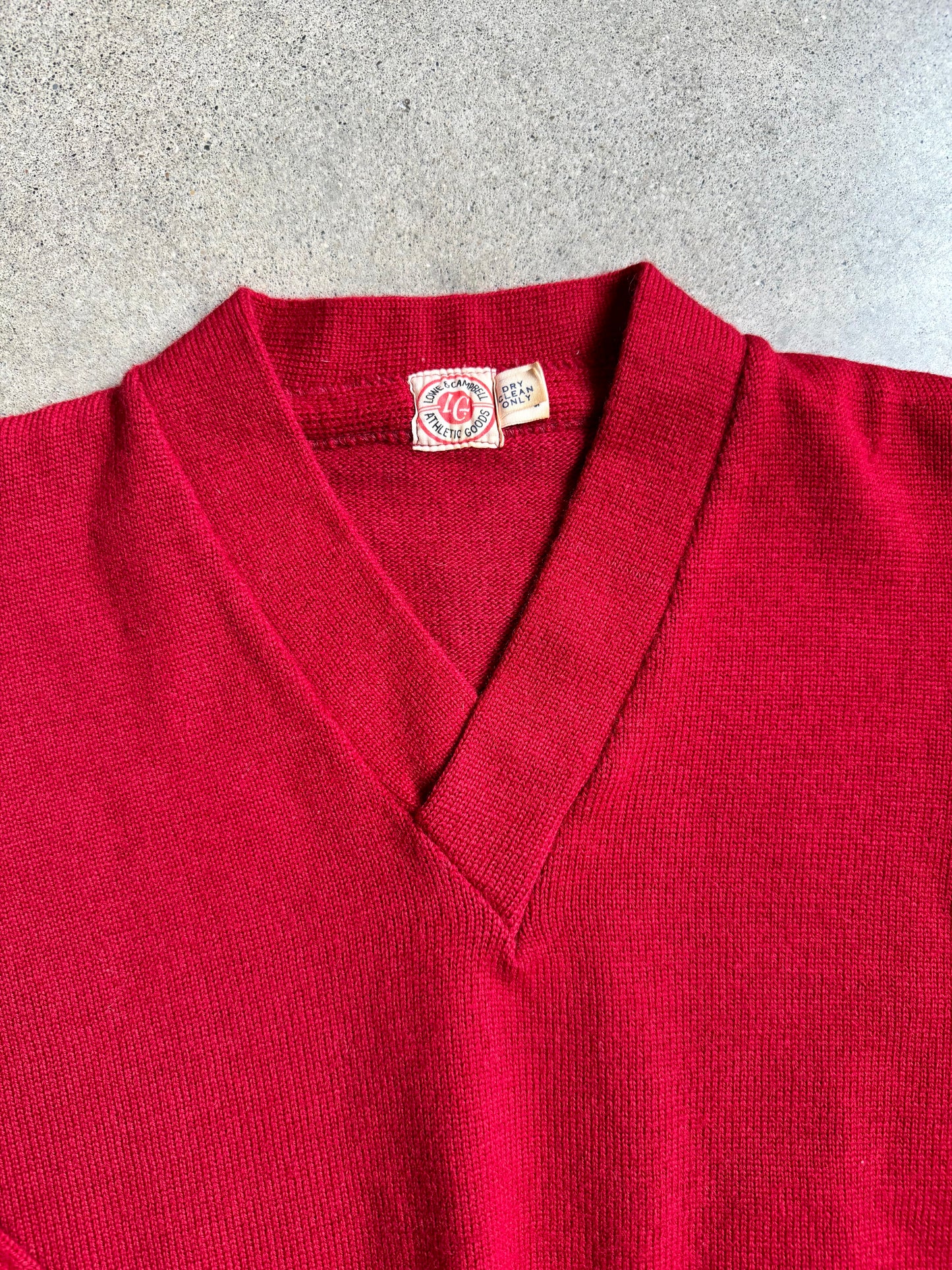 Vintage 1940s Lowe & Campbell Red Wool V-Neck Sweater | 34