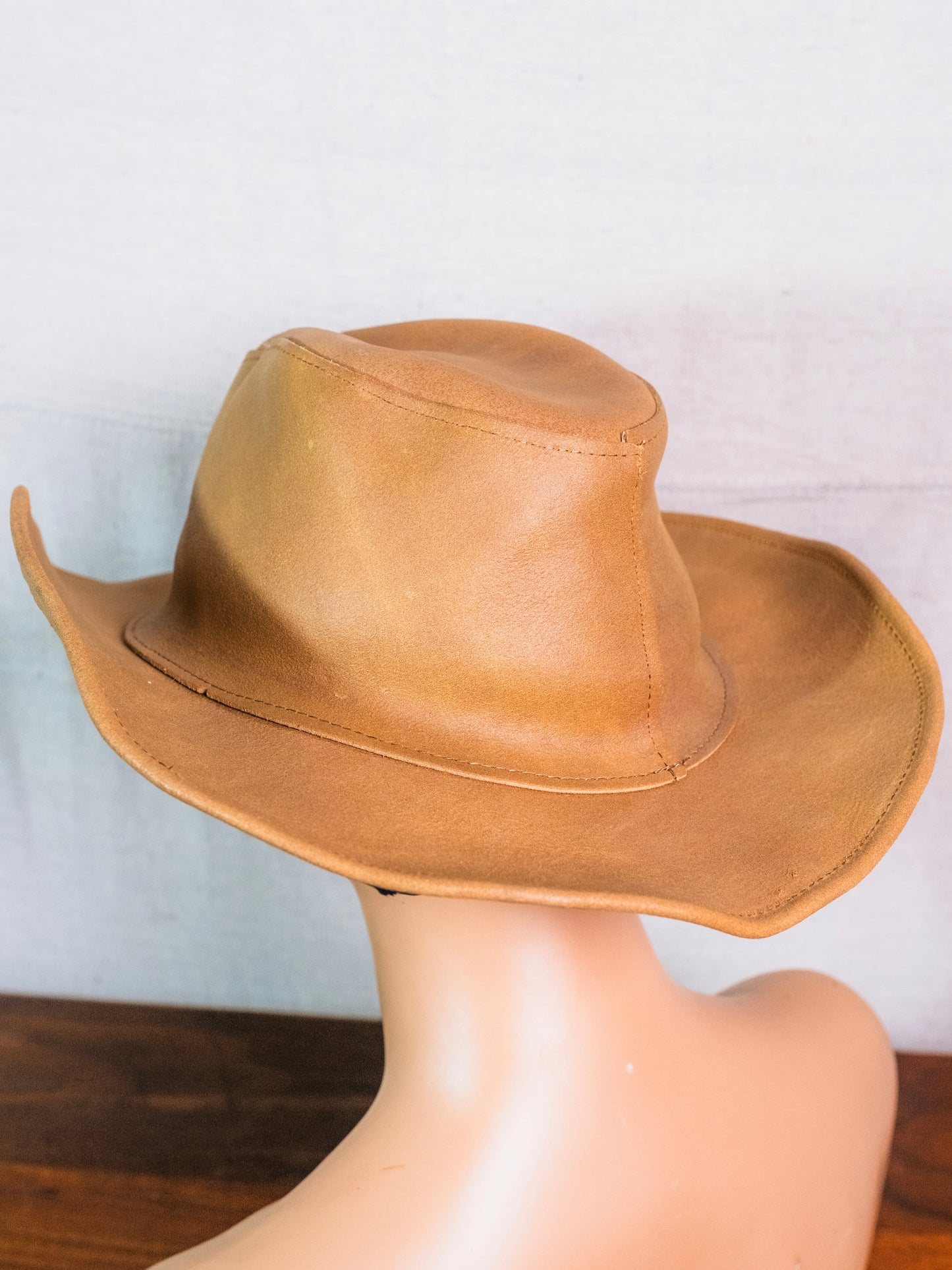Vintage 1990s Dollywood Tan Leather Cowboy Hat