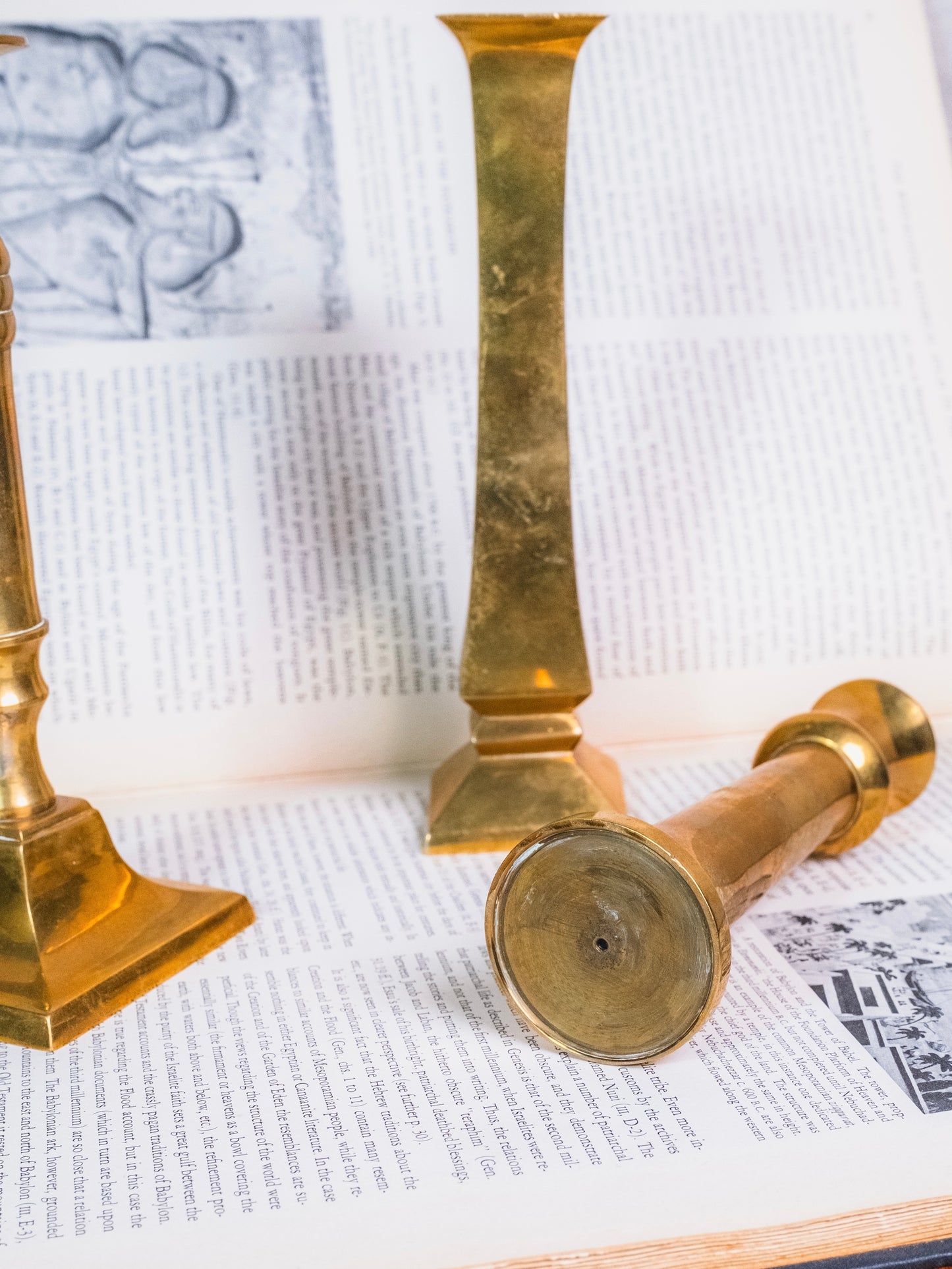 Vintage 1950s Solid Brass Candlestick Holders | Set of 3