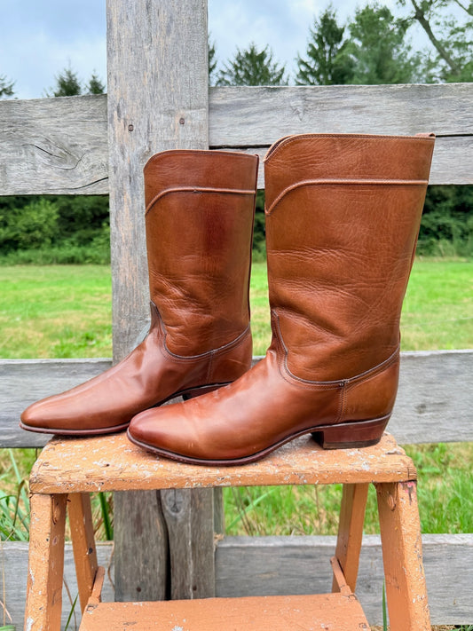 Vintage 1970s Justin Brown Leather Cowboy Boots | Men’s 9