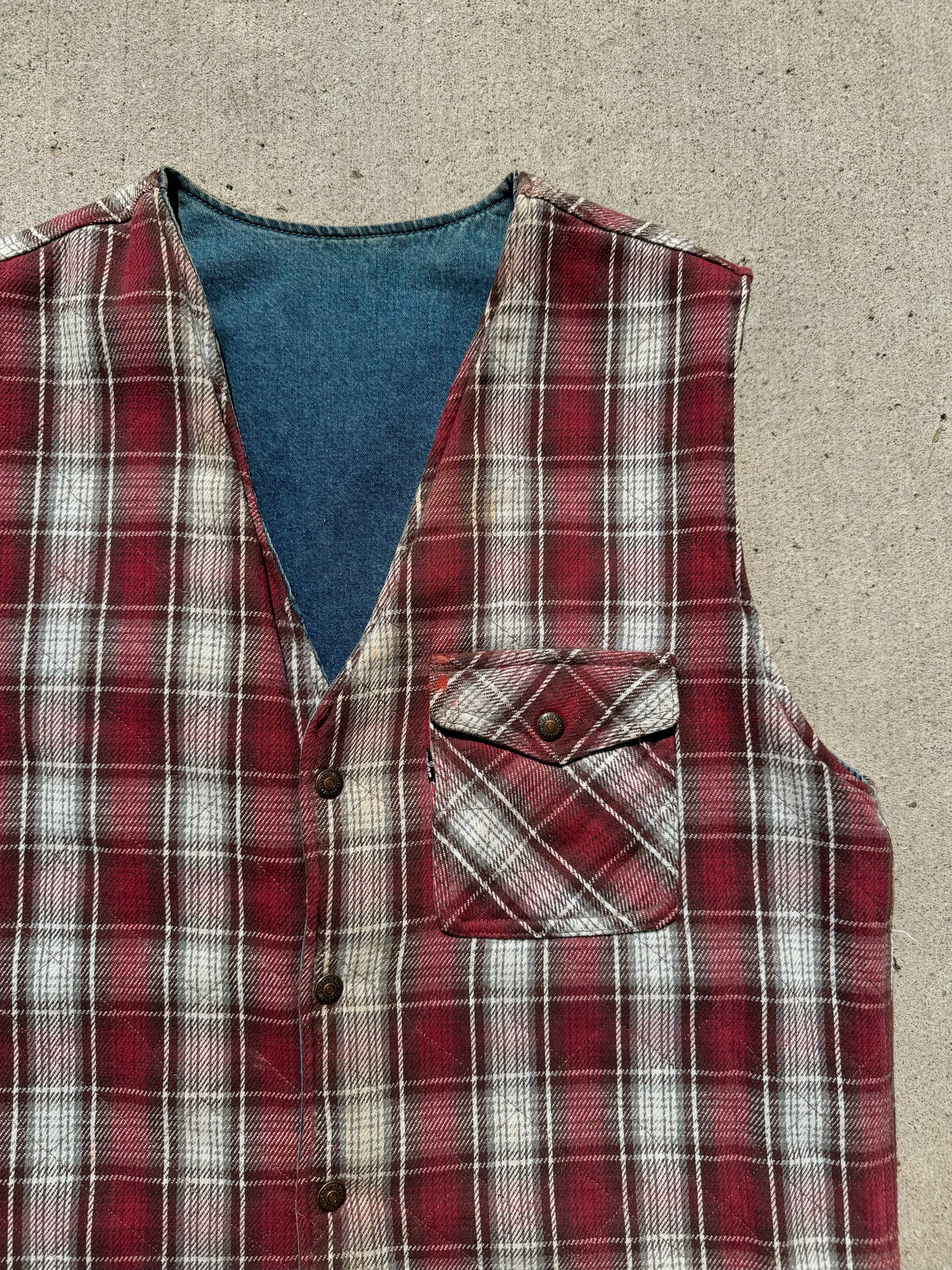 Vintage 1990s Levi’s Reversible Denim & Flannel Vest | Medium