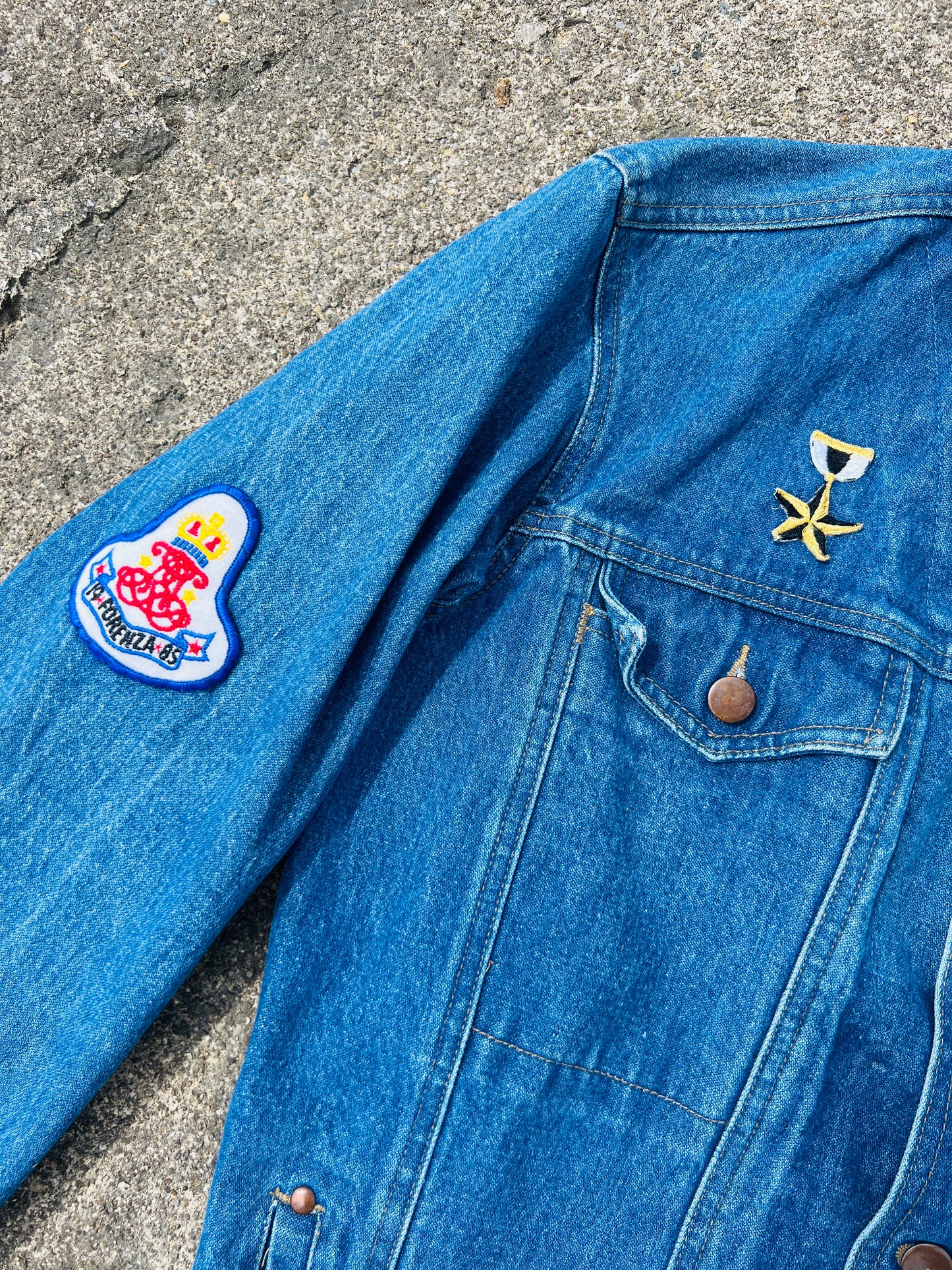 Vintage 1990s Limited Express Patched Denim Trucker Jacket