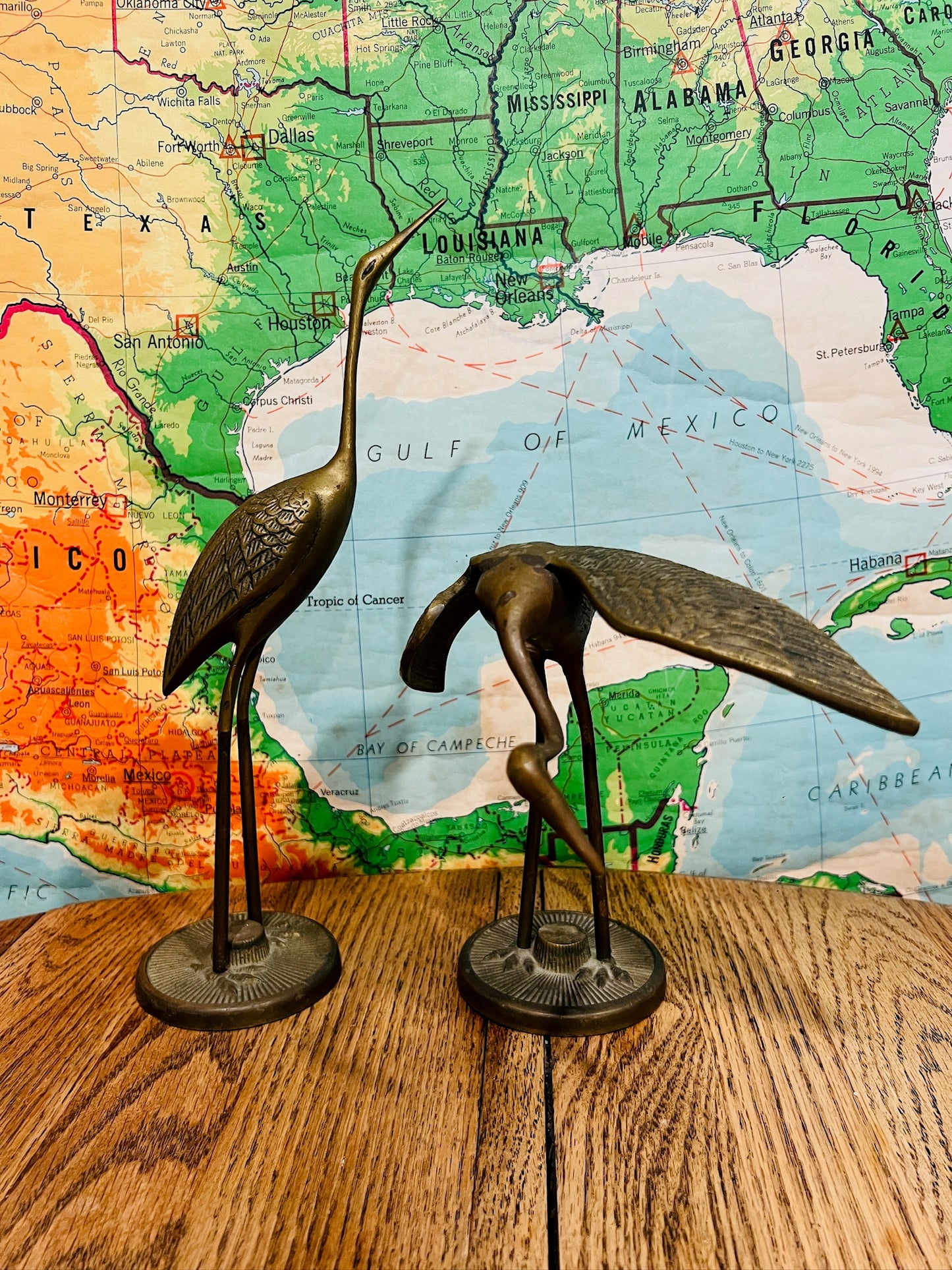 Vintage Brass Herons | Set of 2