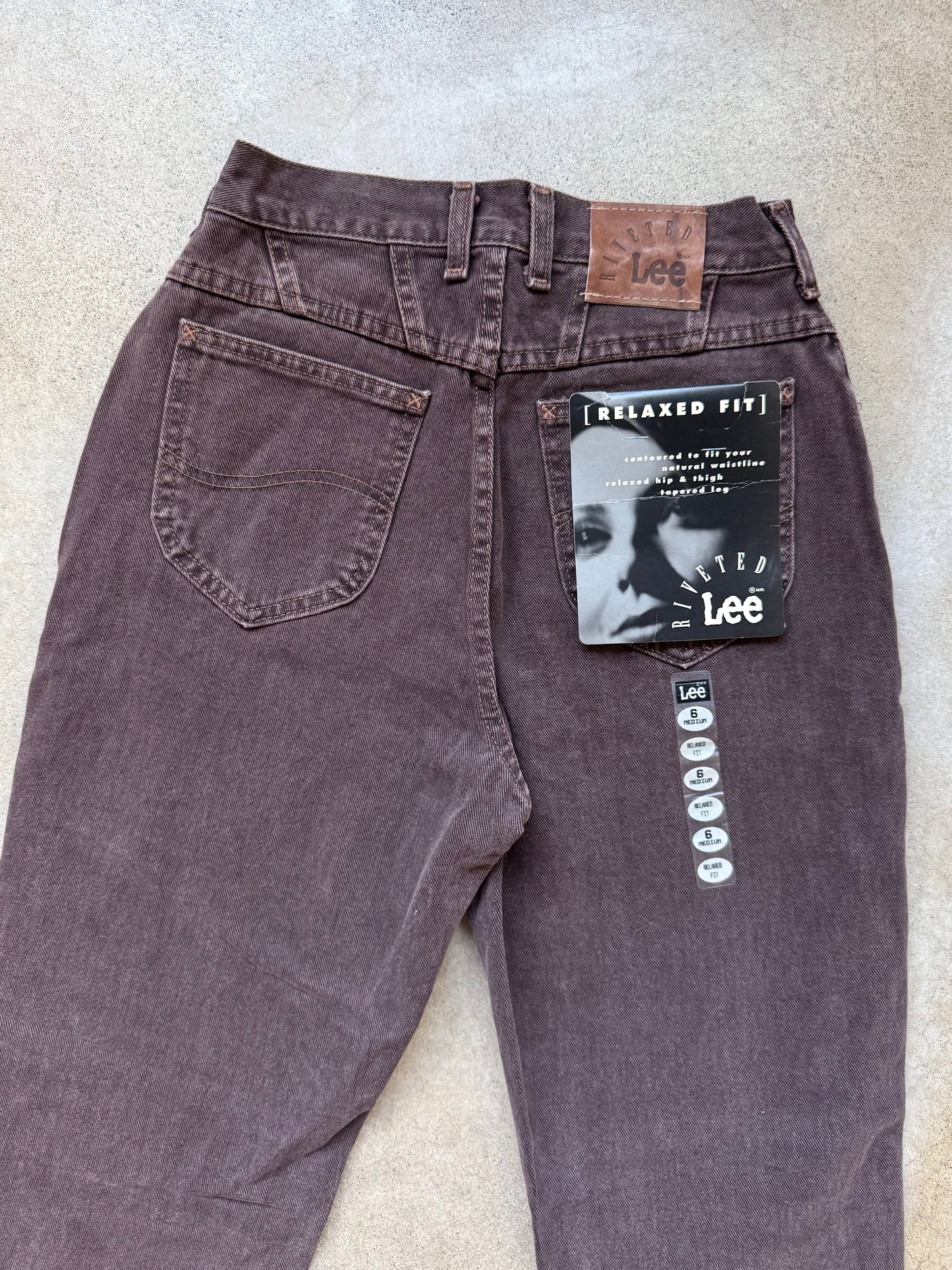 Vintage 1990s Deadstock Lee Riveted Brown High-Waisted Jeans | Waist 26”