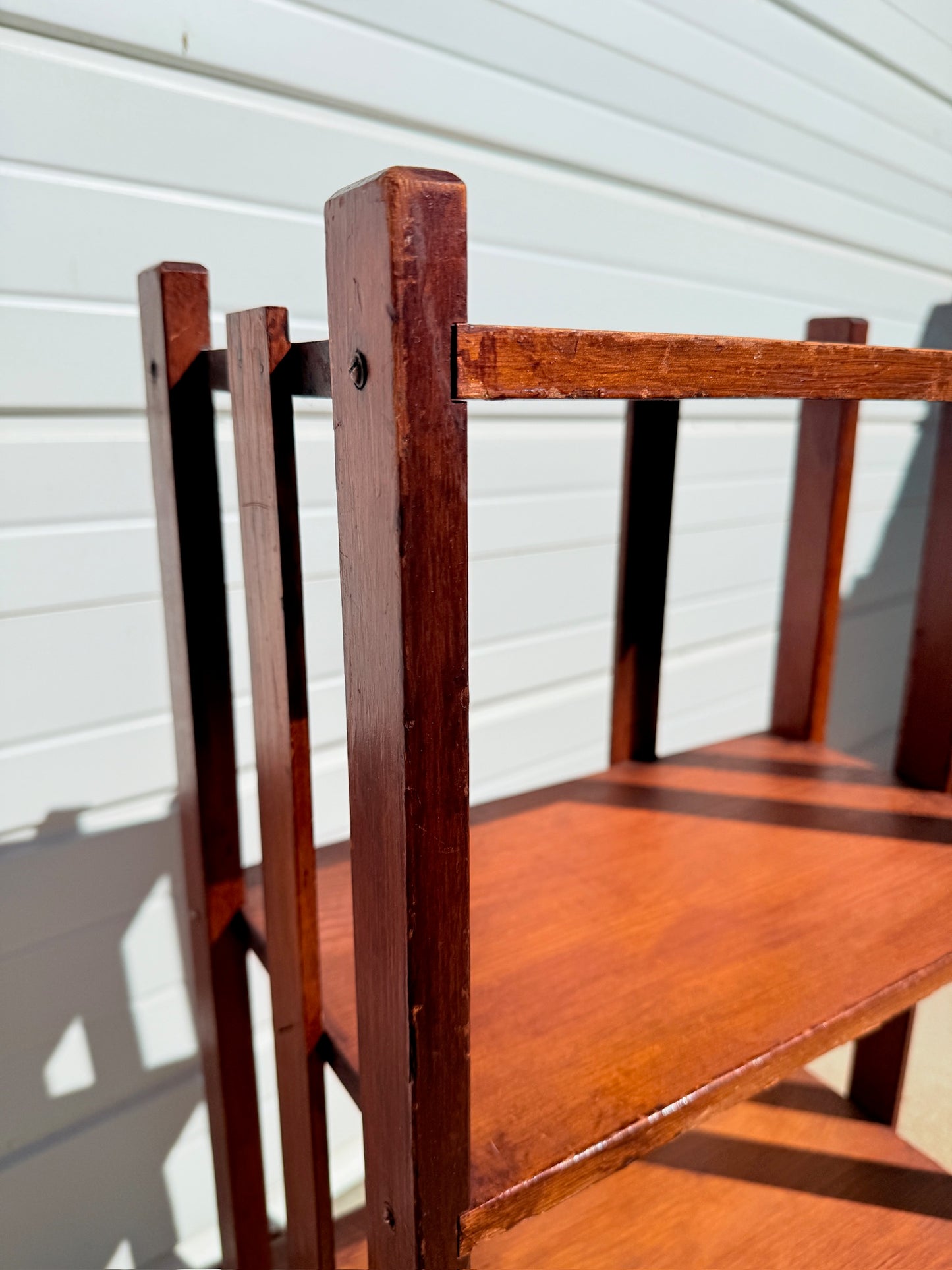 Antique 1920s Mission Style Arts & Crafts Oak 3-Tier Shelf