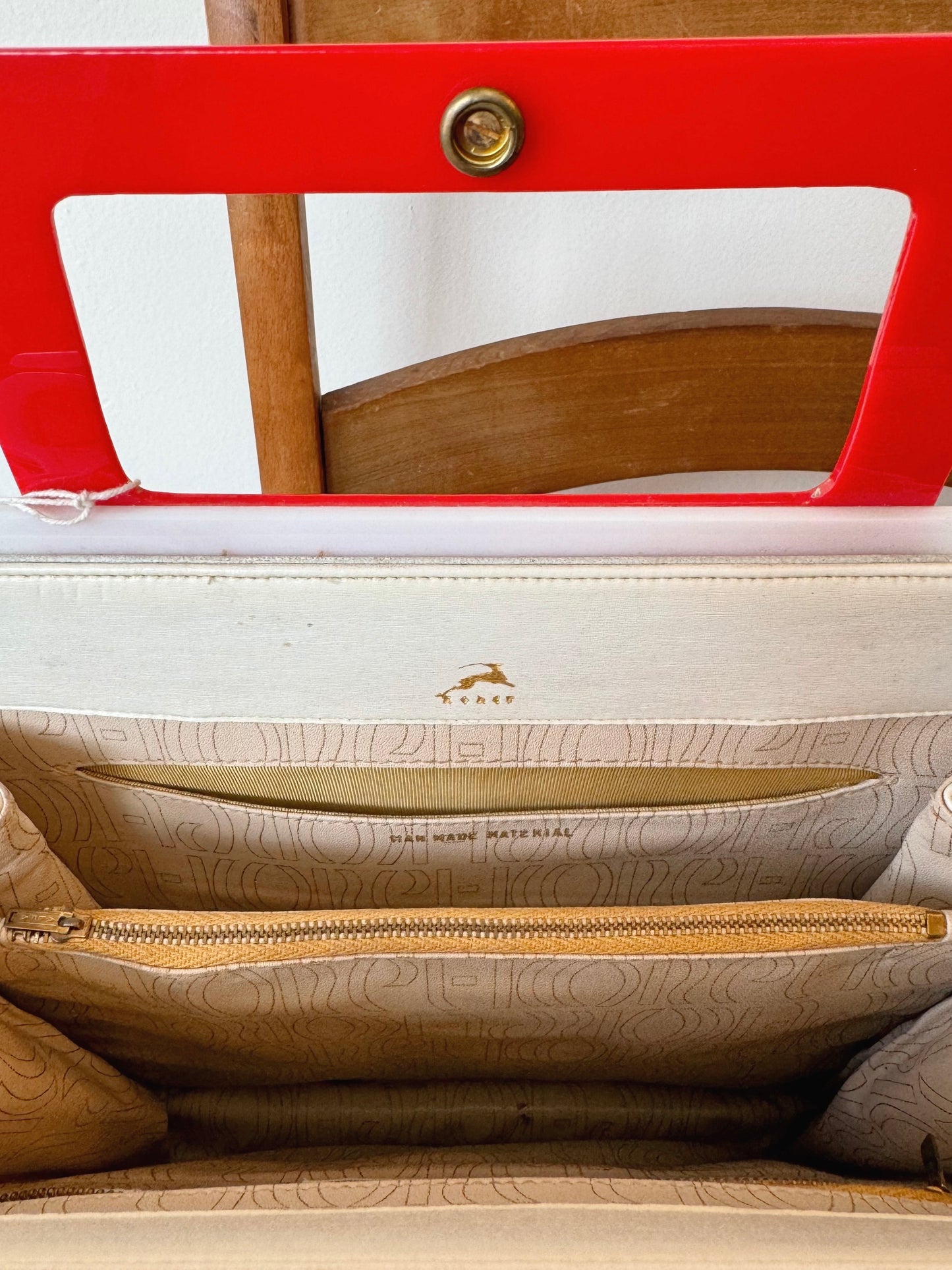 Vintage 1960s Koret Lucite White/Red Handbag