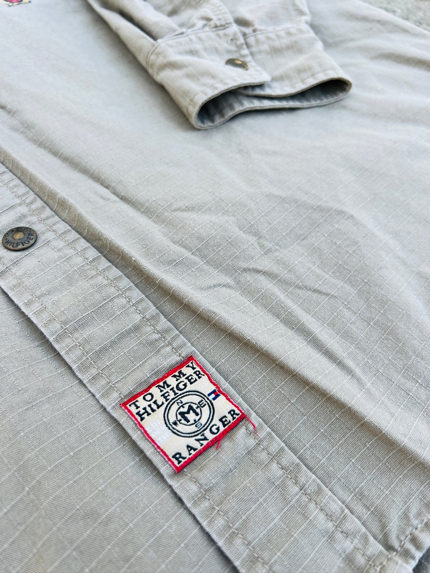 Y2K Tommy Hilfiger Ripstop Khaki Cargo Utility Shirt