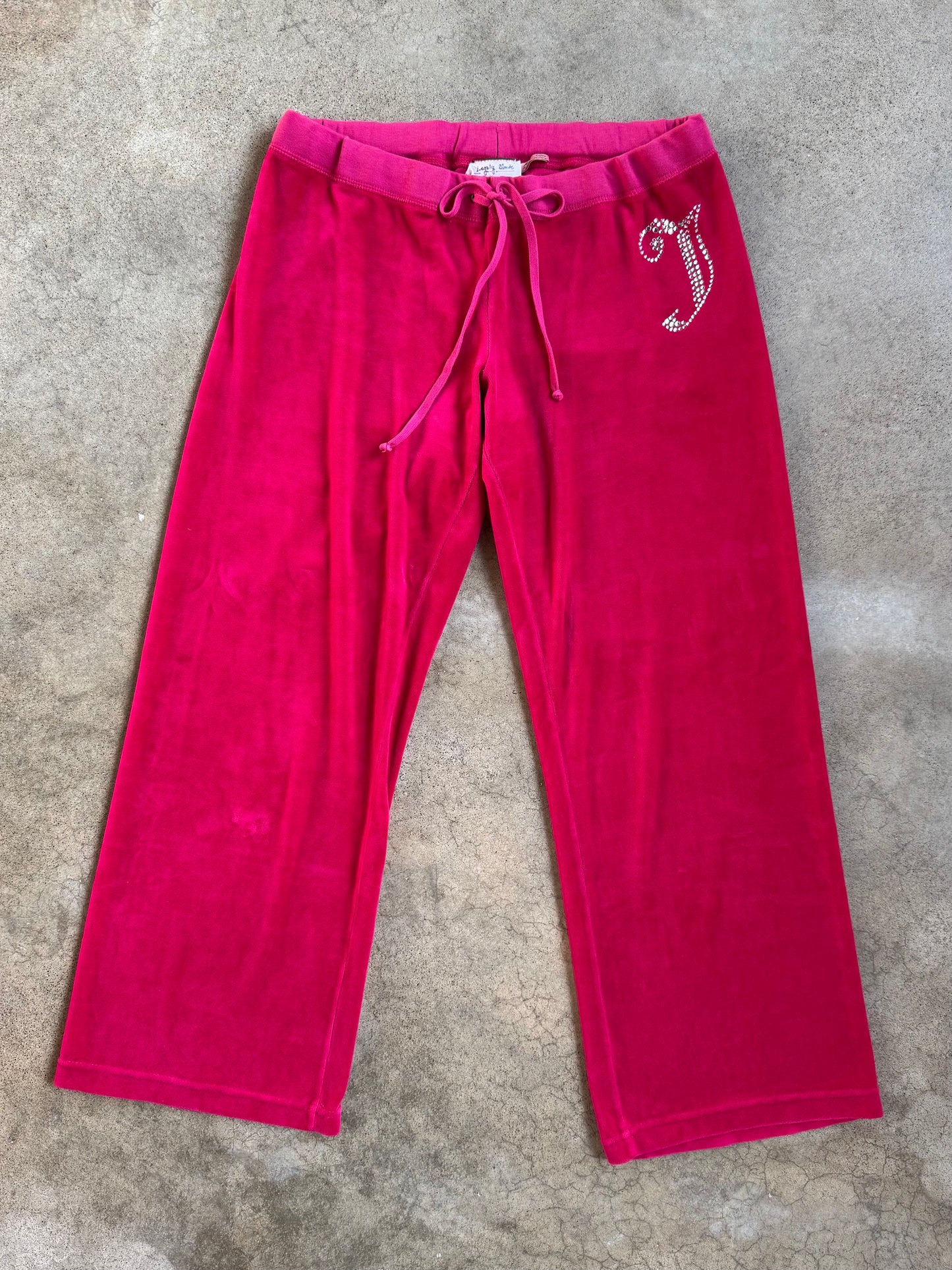 2000s Juicy Couture "Elle Woods" Bedazzled Monogram Hot Pink Velour Tracksuit | Medium