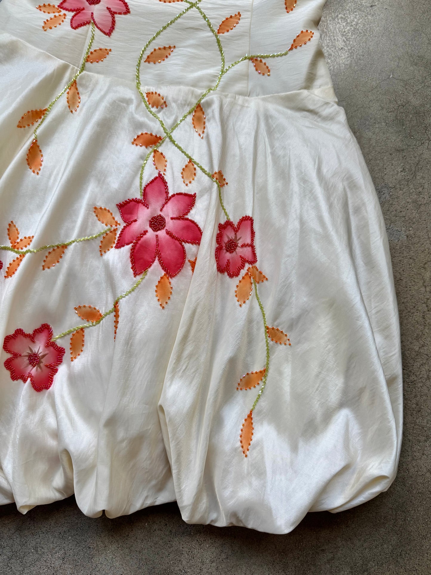 Vintage 2000s Interlude Floral Beaded Bubble Hem Formal Mini Dress | XL