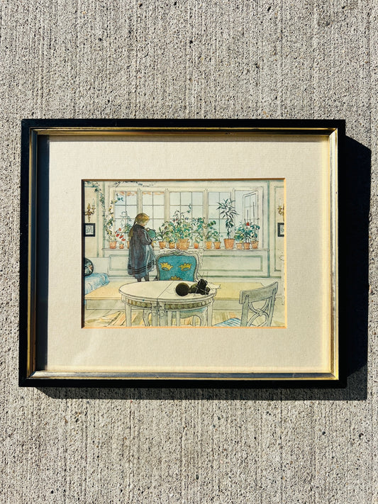 Vintage Carl Larsson “Flowers on the Windowsill” Framed Print