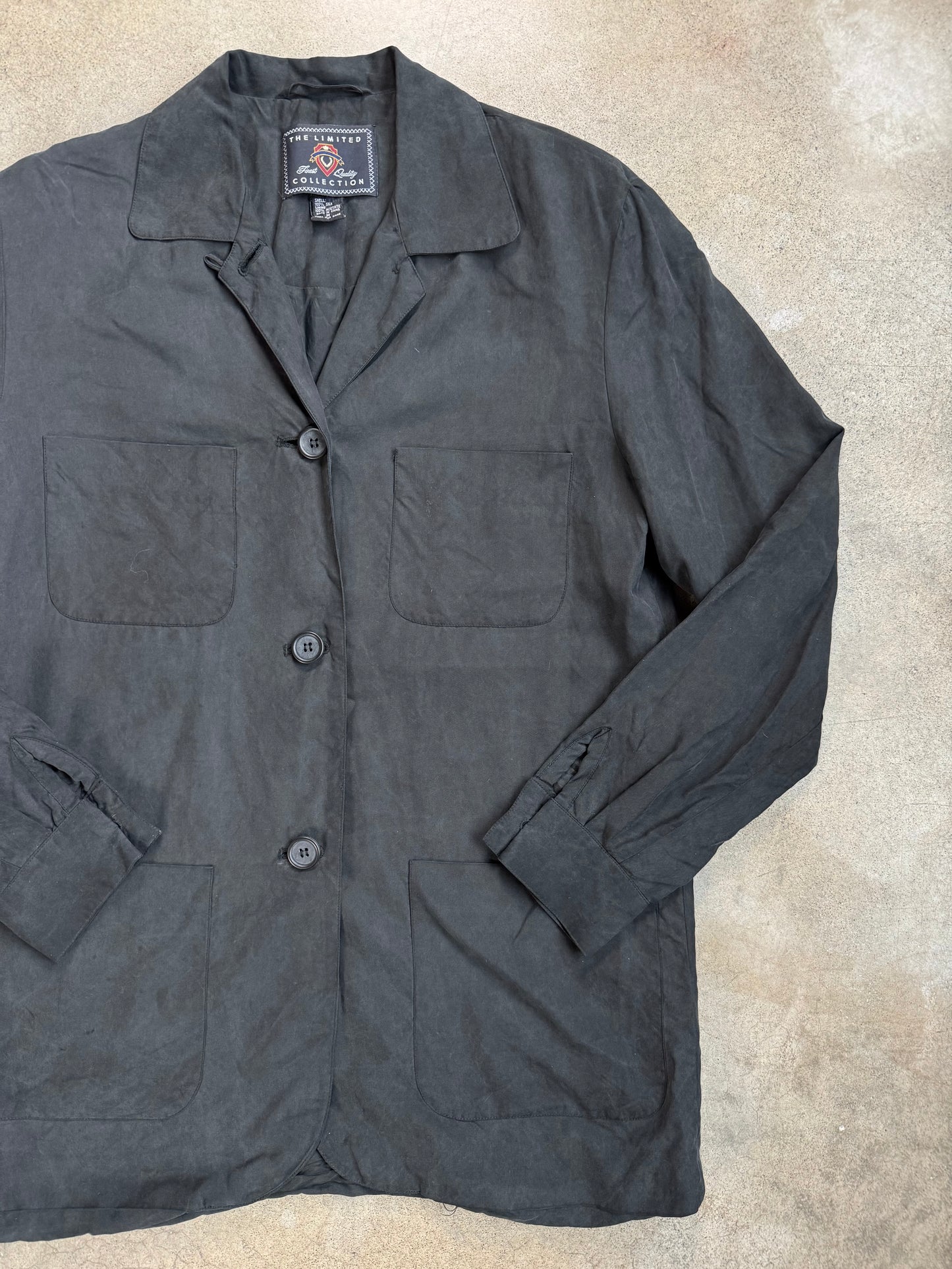 Vintage 1990s The Limited Black Silk Shirt Jacket | Medium