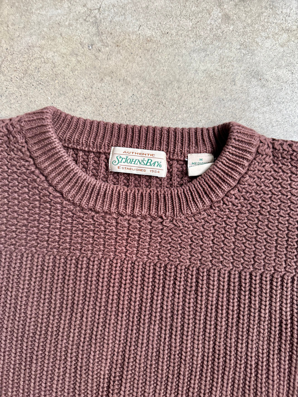 Vintage 1990s St. John’s Bay Brown Cotton Knit Crewneck Sweater | Medium