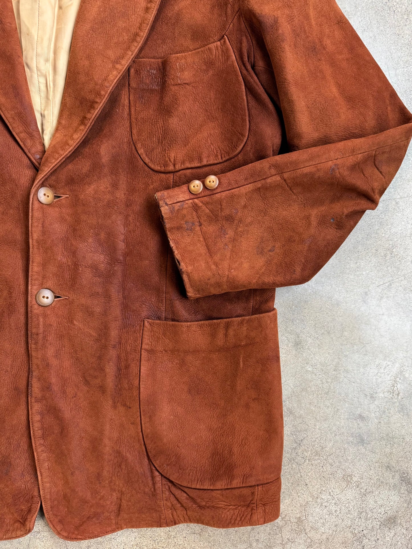 Vintage 1940s Styled by Scully Brown Suede Suit Jacket | 38