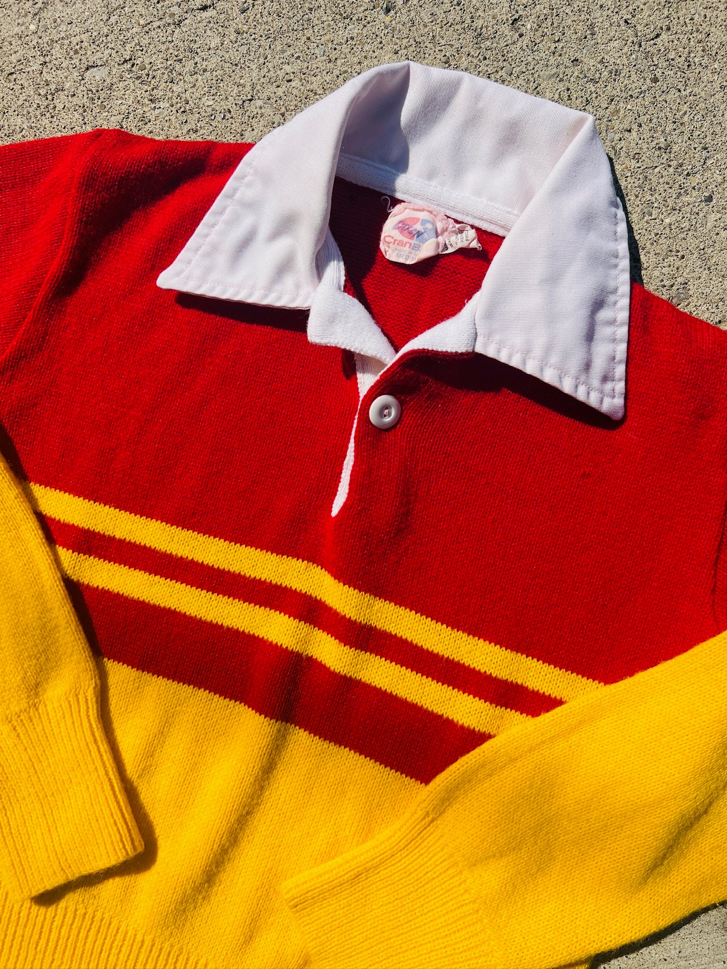 Vintage 1980s CranBarry Red/Yellow Polo Cheer Sweater