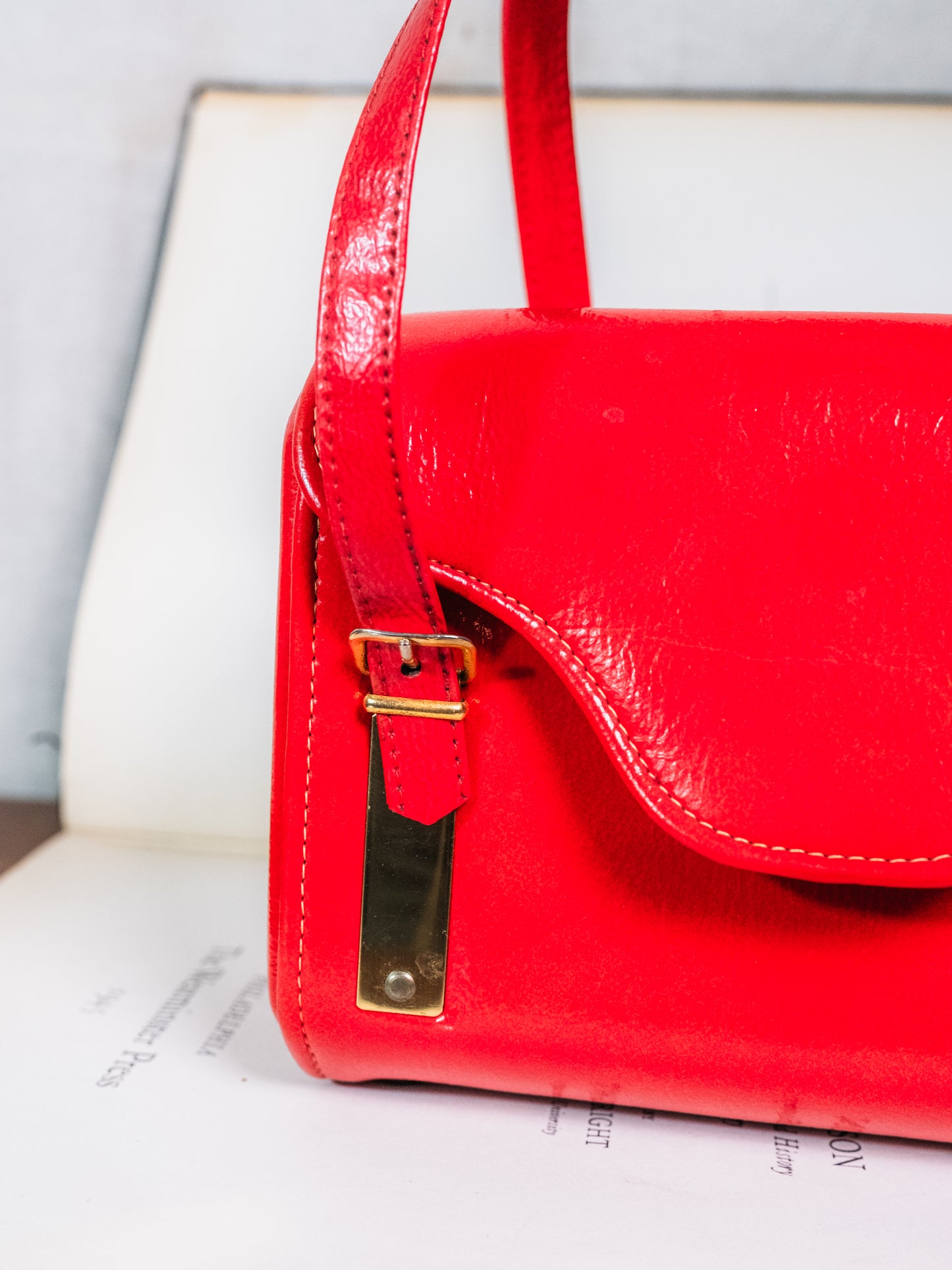 Vintage 1960s Garay Red Faux Leather Top Handle Bag