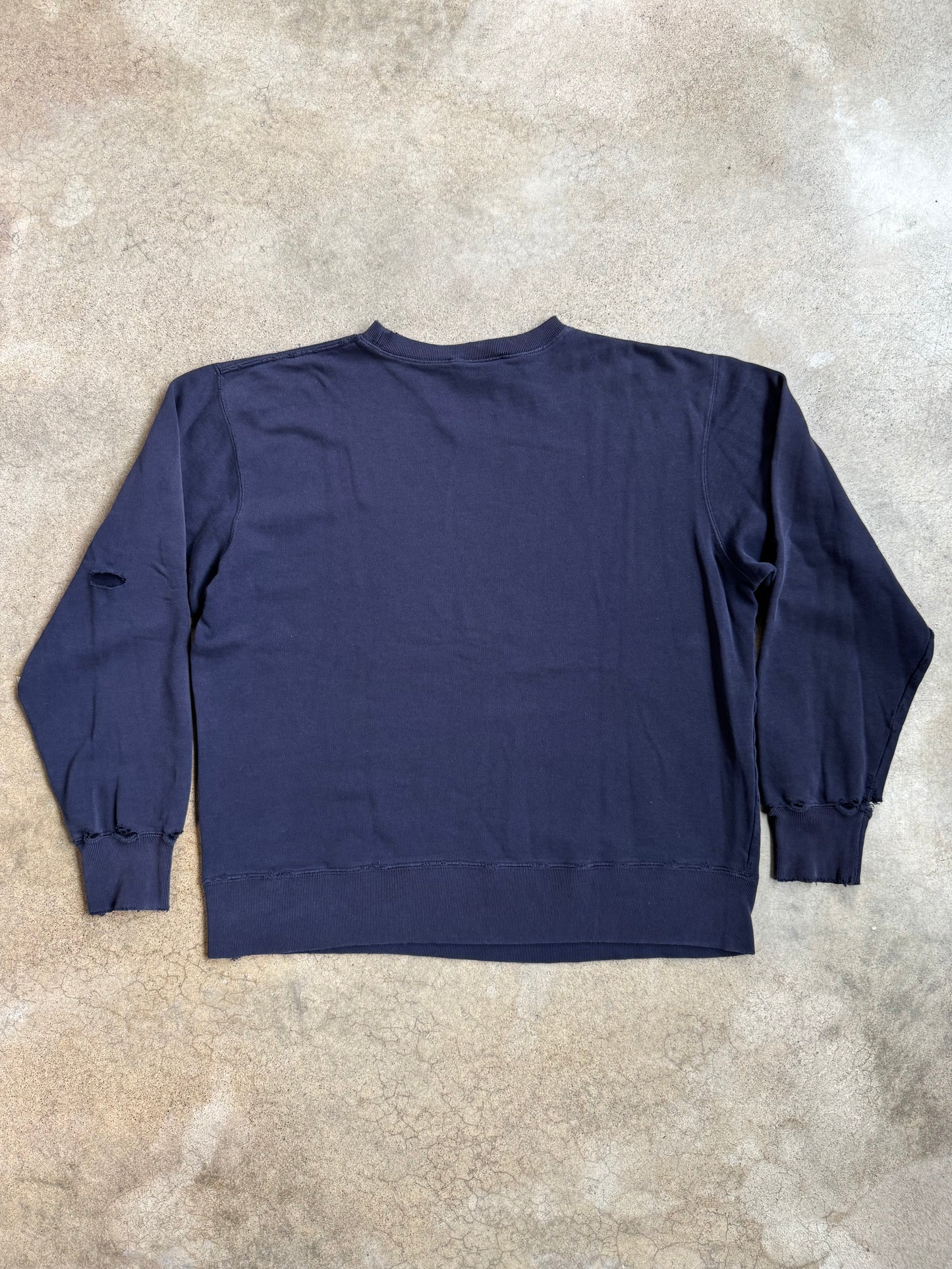 Vintage 1990s Polo Sport Navy Blue Distressed Crewneck Sweatshirt | Medium