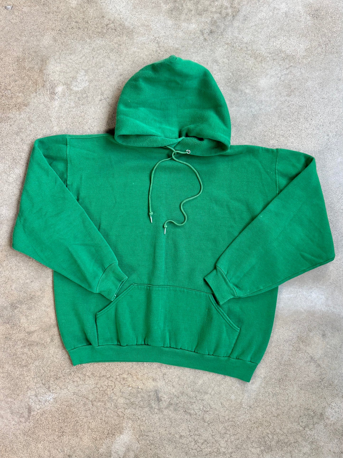 Vintage 1970s Russell Athletics Green Drawstring Hoodie Sweatshirt | XL