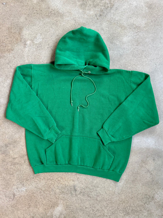 Vintage 1970s Russell Athletics Green Drawstring Hoodie Sweatshirt | XL
